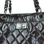 Chanel Black/Grey Textured Patent 2.55 Reissue Chain Tote