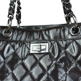 Chanel Black/Grey Textured Patent 2.55 Reissue Chain Tote