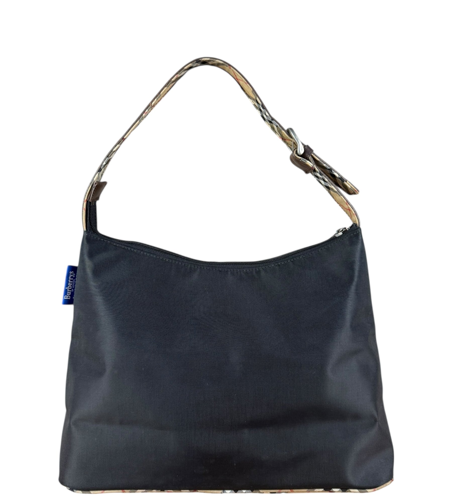 Burberry Nylon Check-Trimmed Shoulder Bag