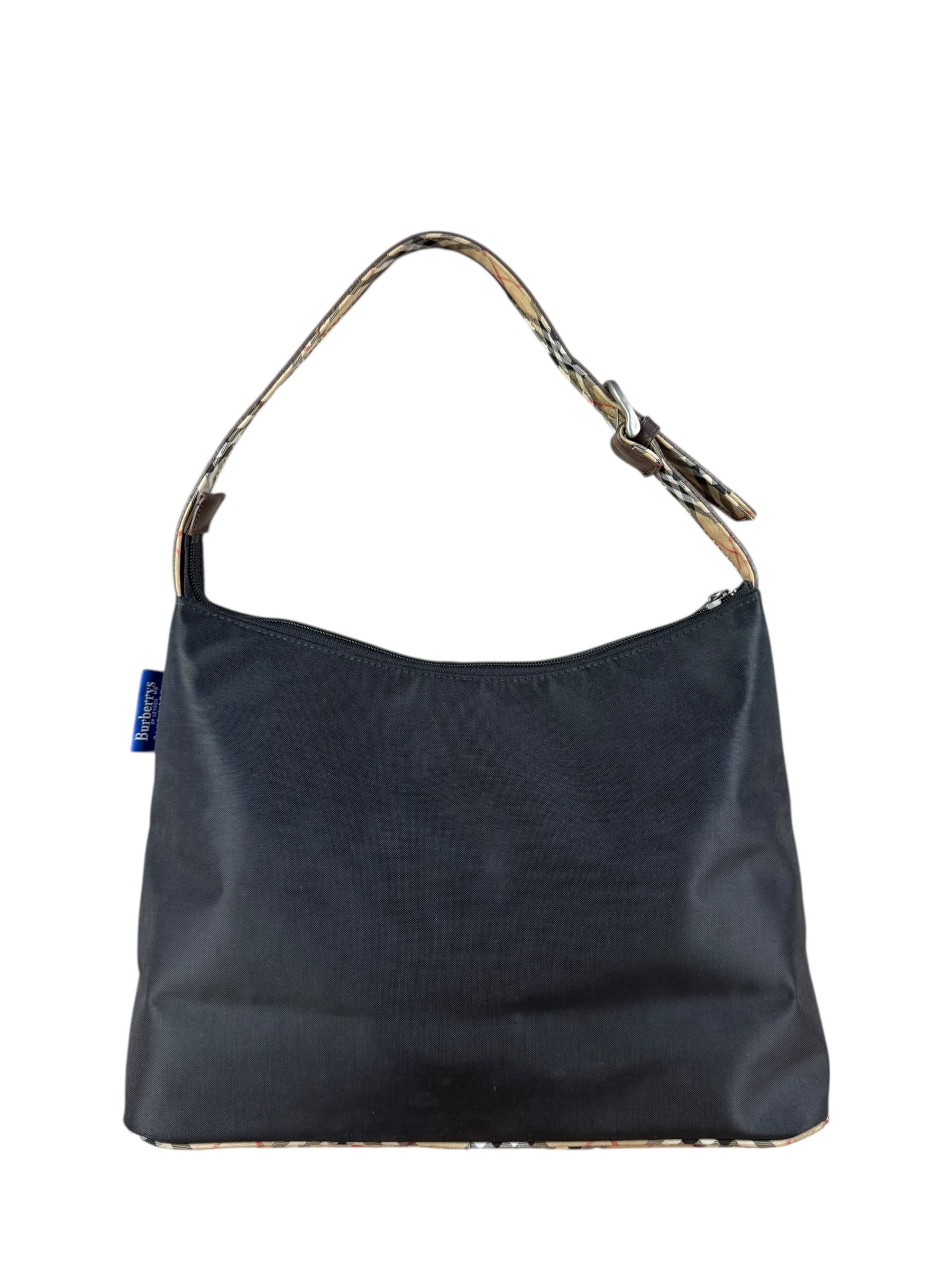 Burberry Nylon Check-Trimmed Shoulder Bag