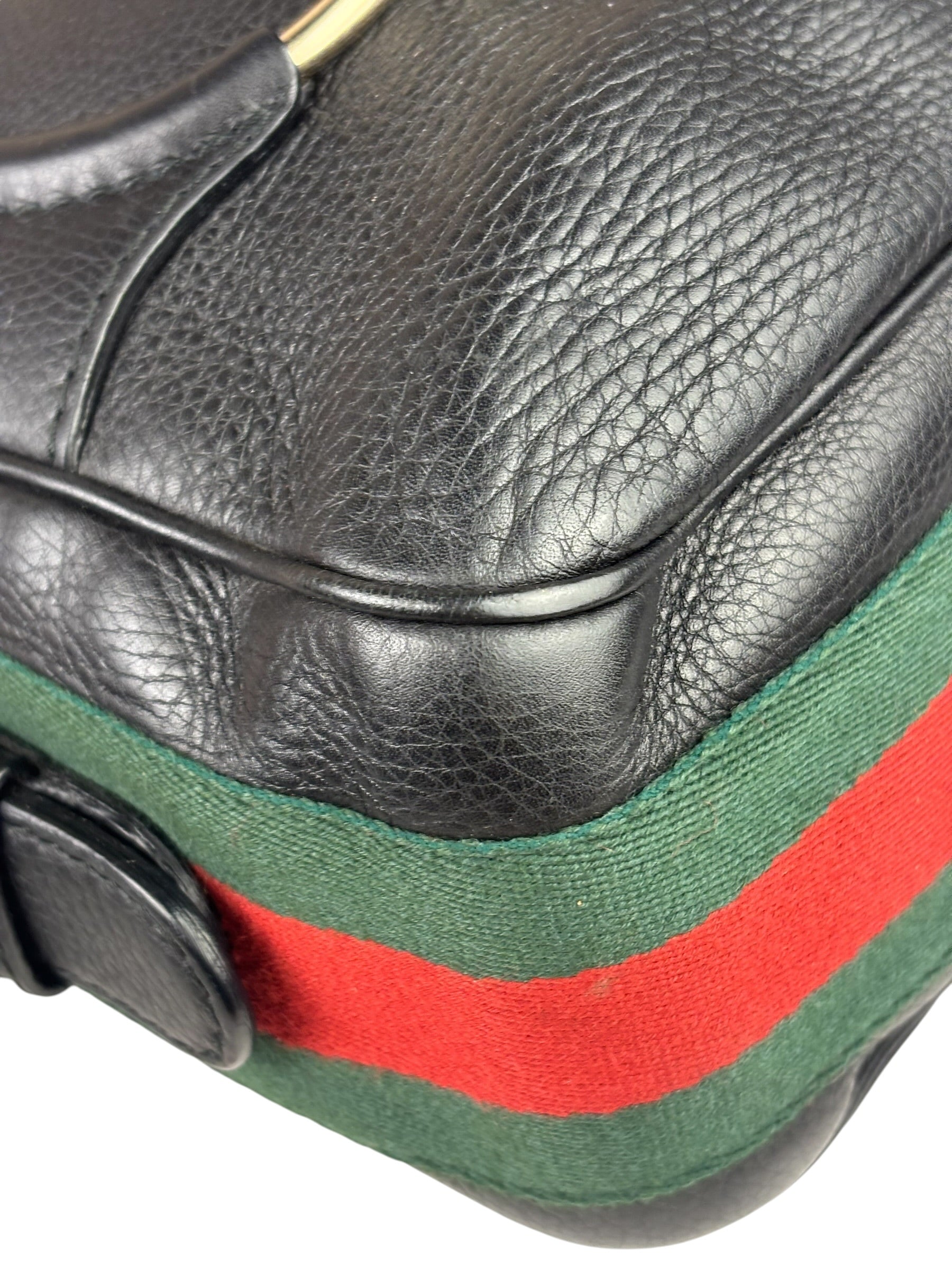 Gucci Black Leather Heritage Horsebit Hobo Bag