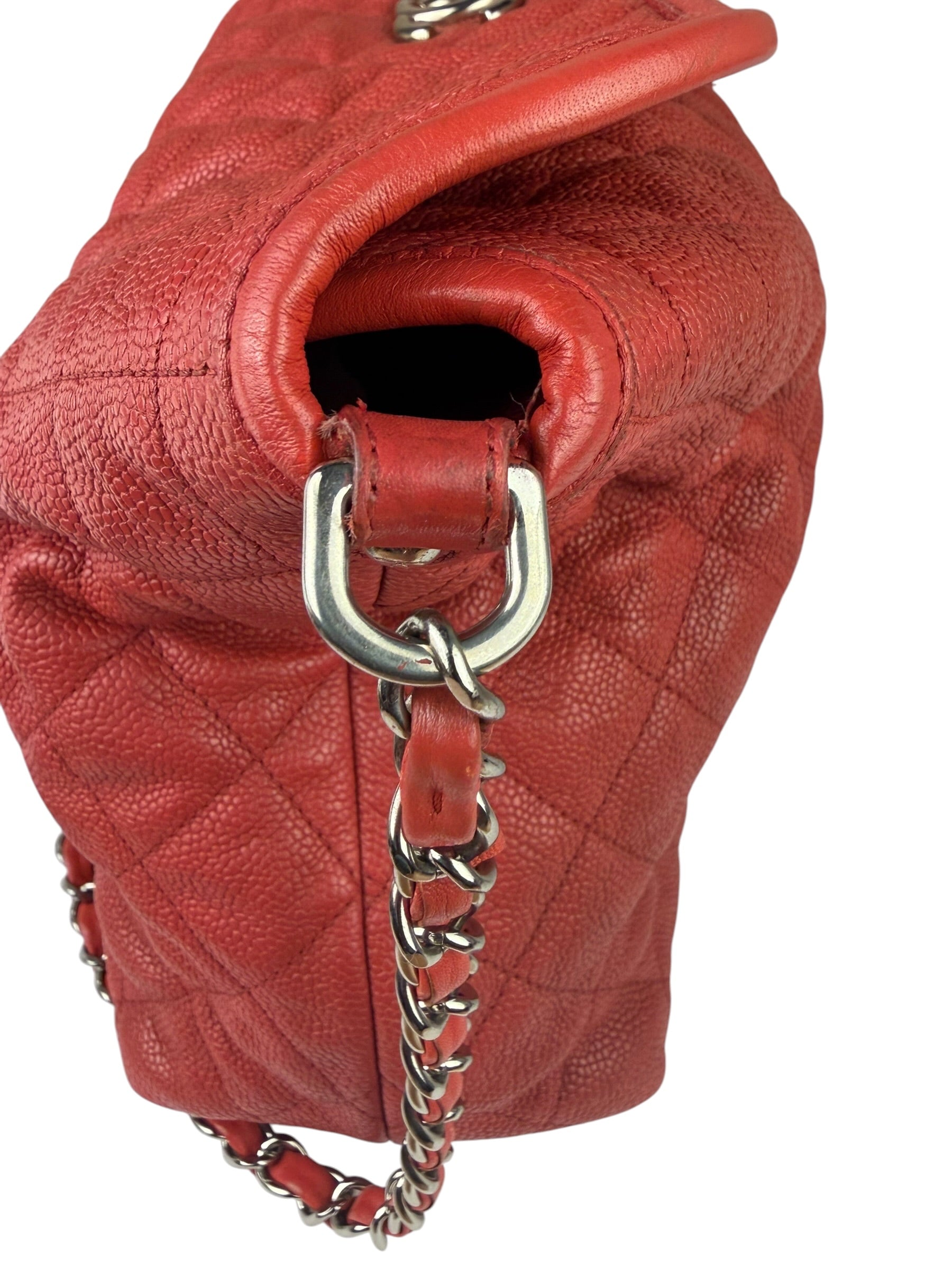 Chanel Red Caviar Quilted Leather French Riviera Hobo Bag 2011