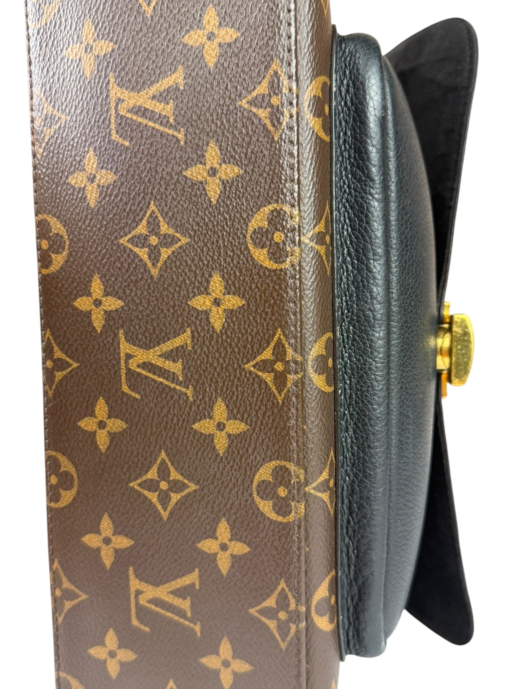 Louis Vuitton Black Leather/ Monogram Marignan 2Way Bag