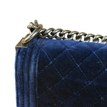 Chanel Blue Velvet Quilted Mini Boy Bag 2012