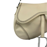 Christian Dior Cream Leather Saddle Shoulder Bag