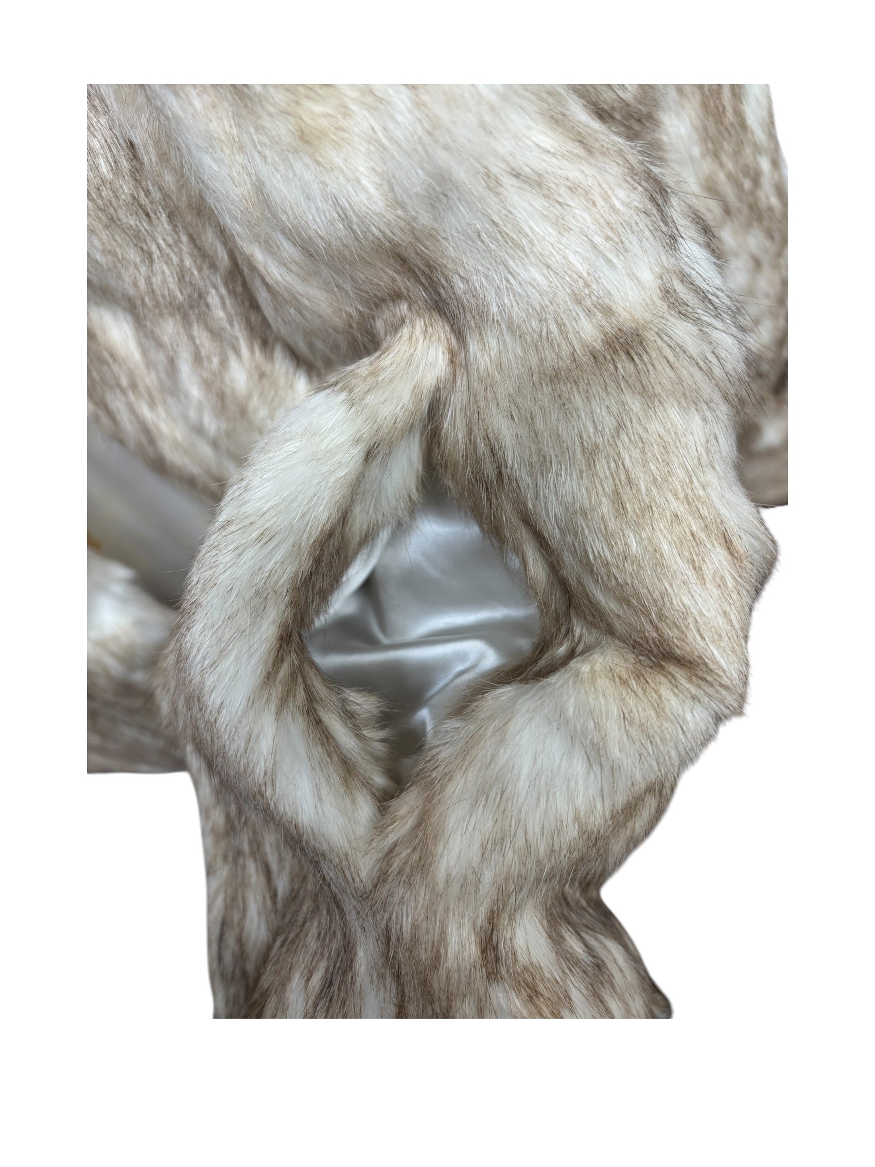 Imagnin Vintage Beige/Cream Rabbit Fur Coat