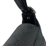 Gucci Black Leather Trim Horsebit GG Chain Shoulder Bag
