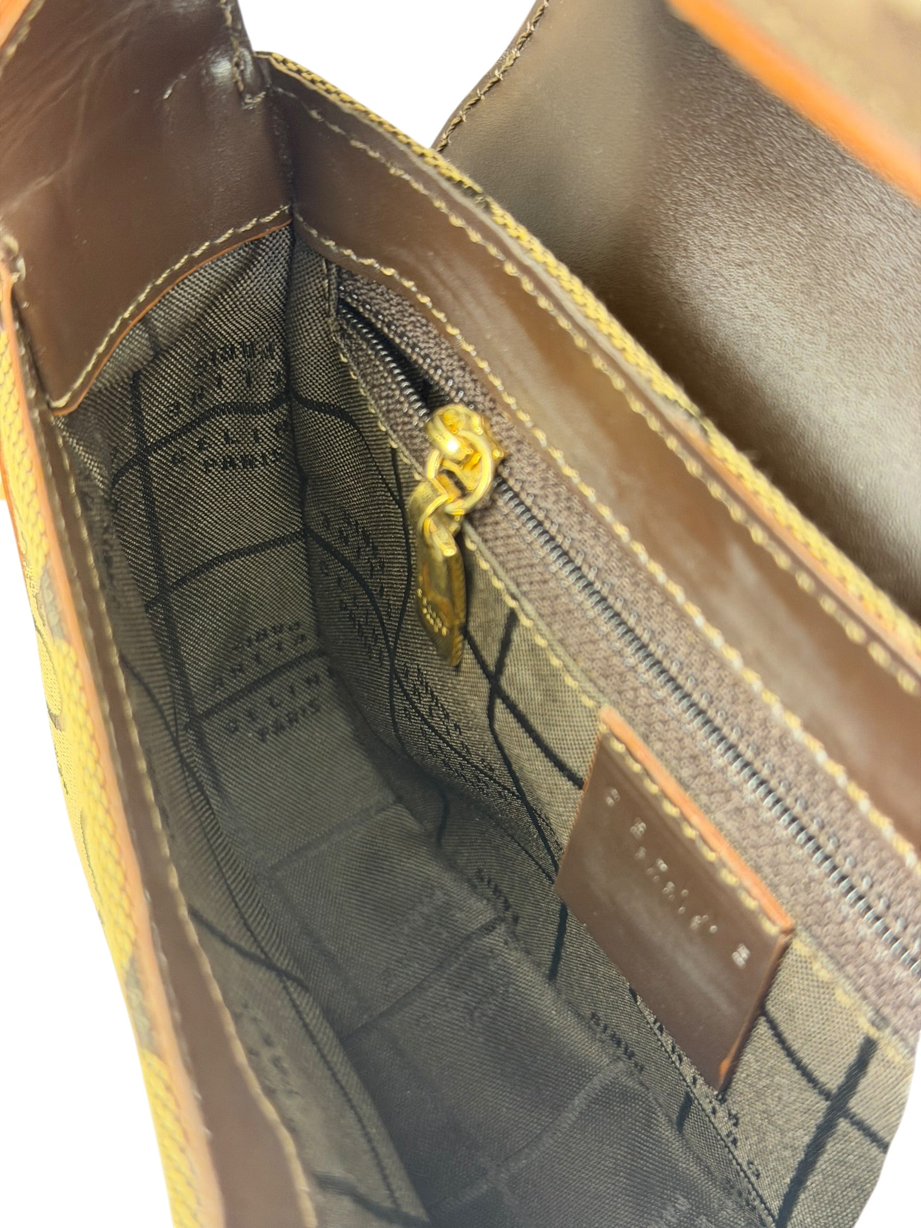 Celine Brown Leather Trim C Macadam Hobo Bag