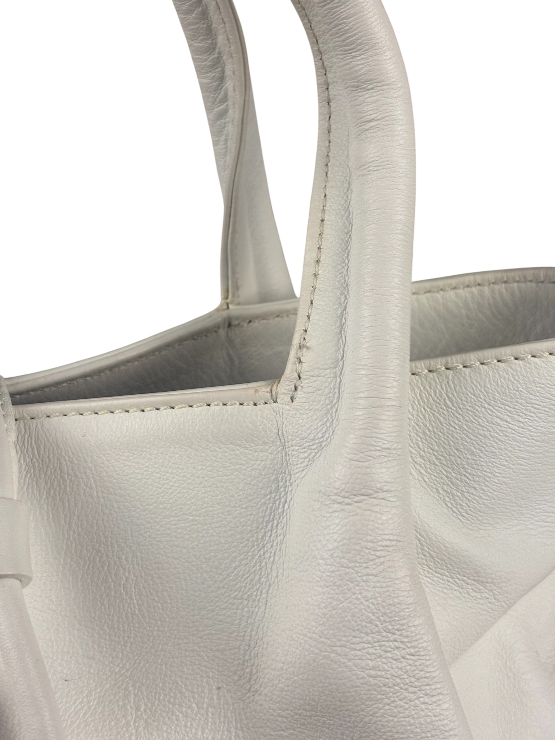 Burberry White Leather Bamboo Cinch Tote