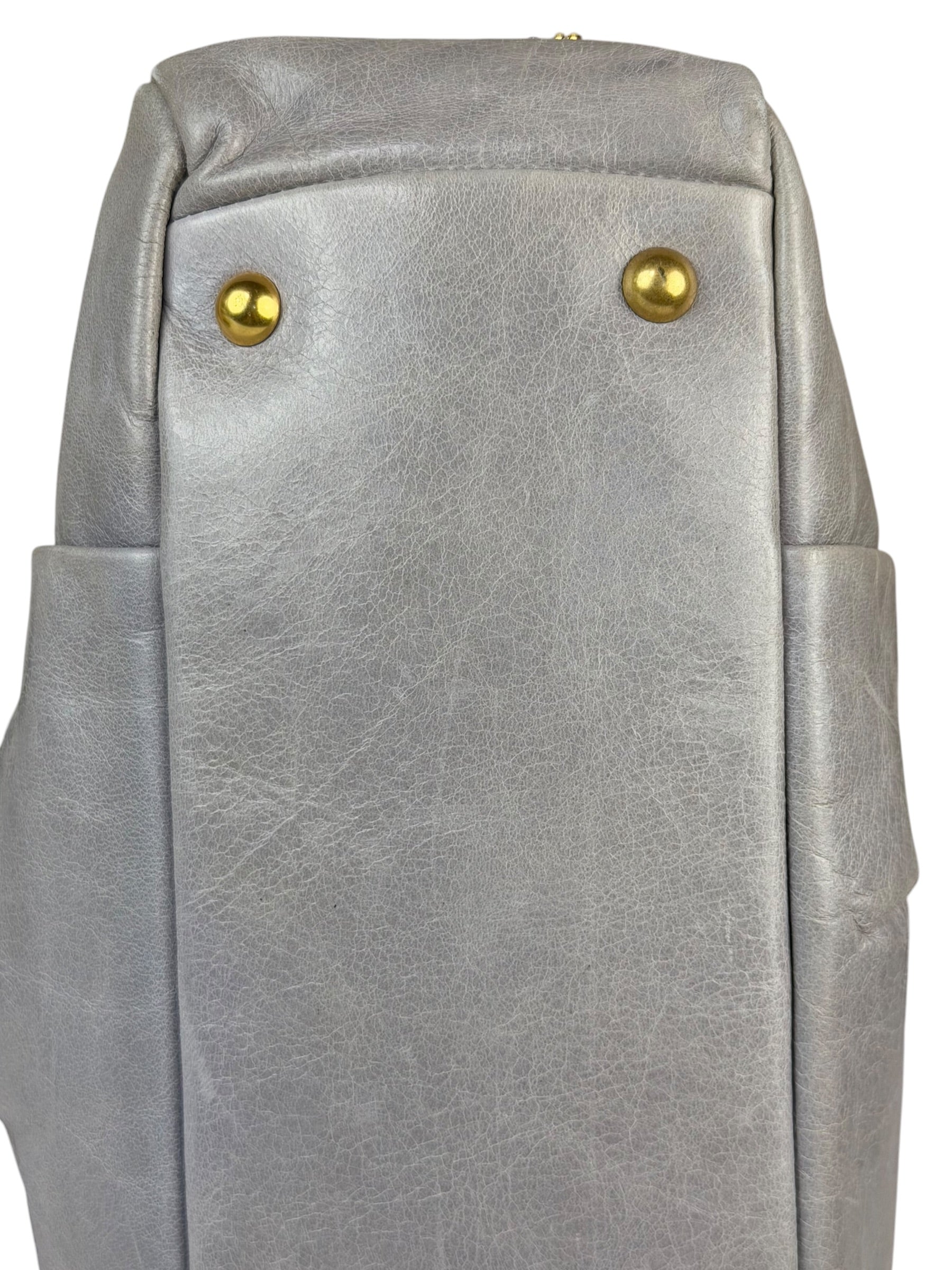 Miu Miu Vintage Pale Grey Vitello Leather Two-Way Bag