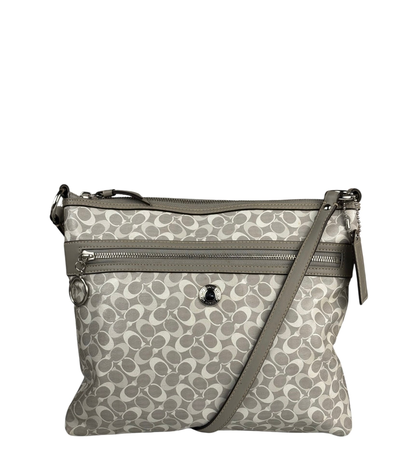 Coach Grey Patent Leather Signature Crossbody