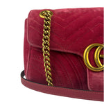 Gucci GG Marmont Matelasse Velvet Small Pink Chain Bag