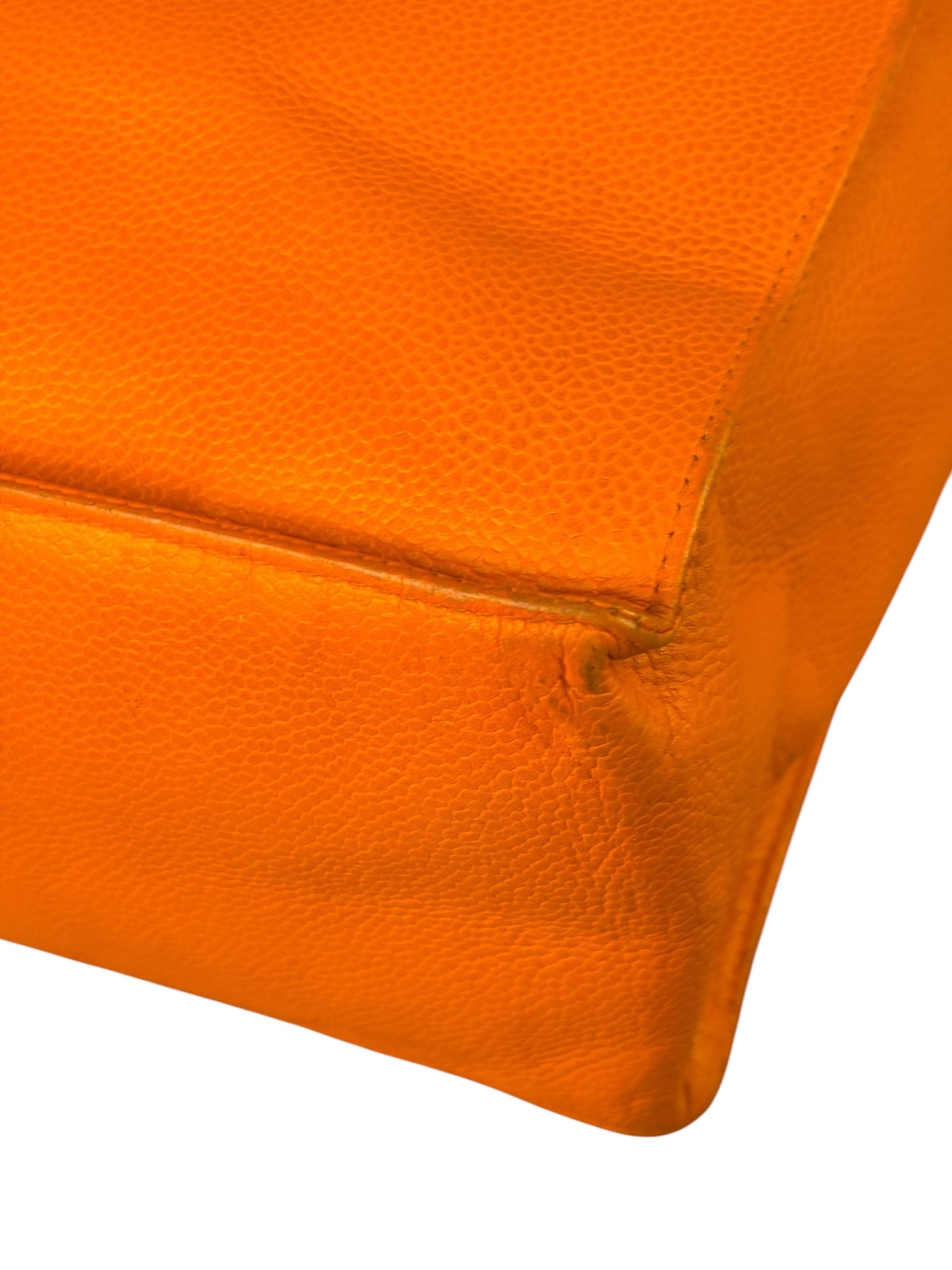 Chanel Vintage Orange Caviar Leather Tote 1989