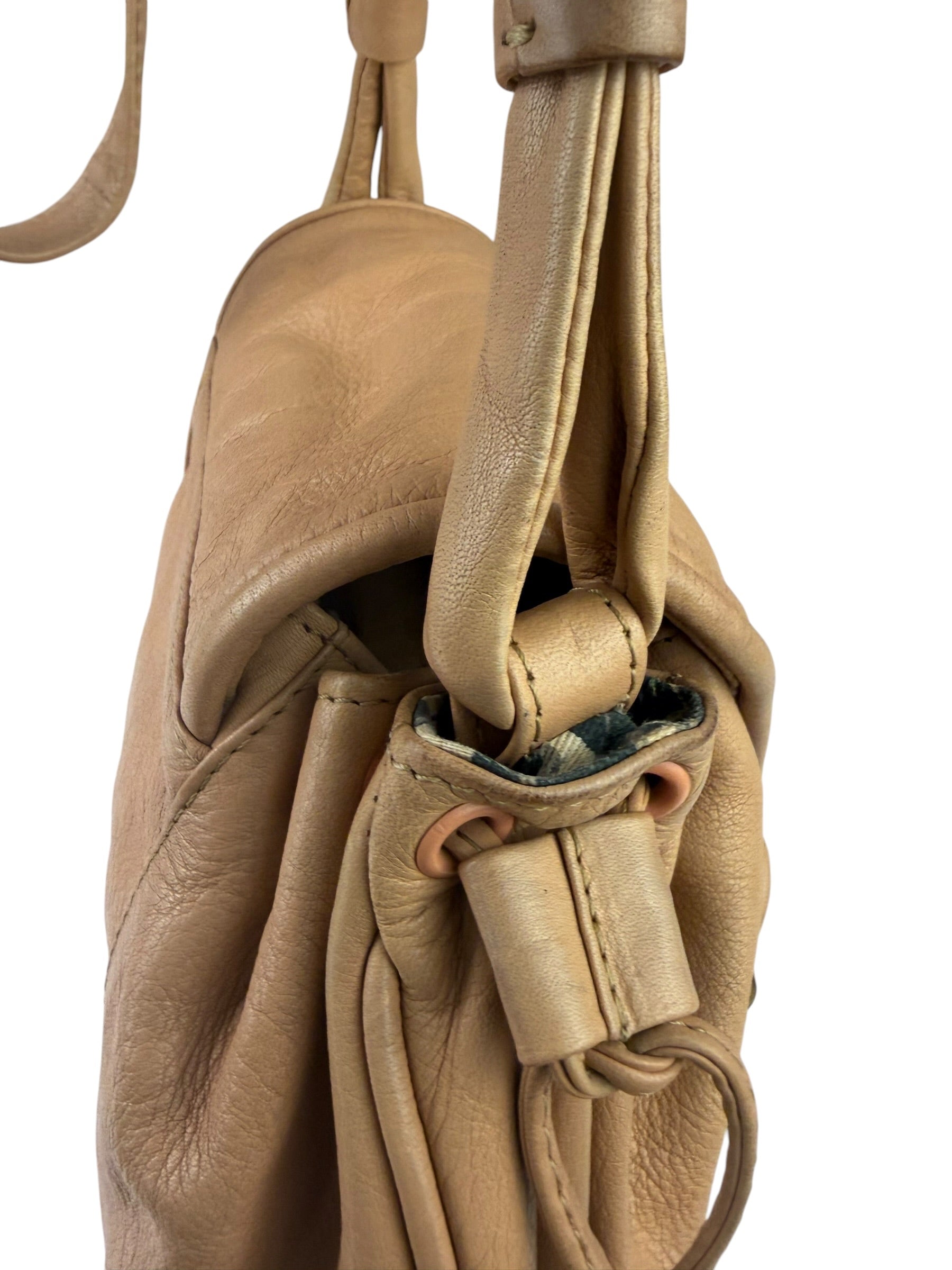Chloe Orange Beige Calfskin See By Chloe Cherry Drawstring Saddle Crossbody Bag