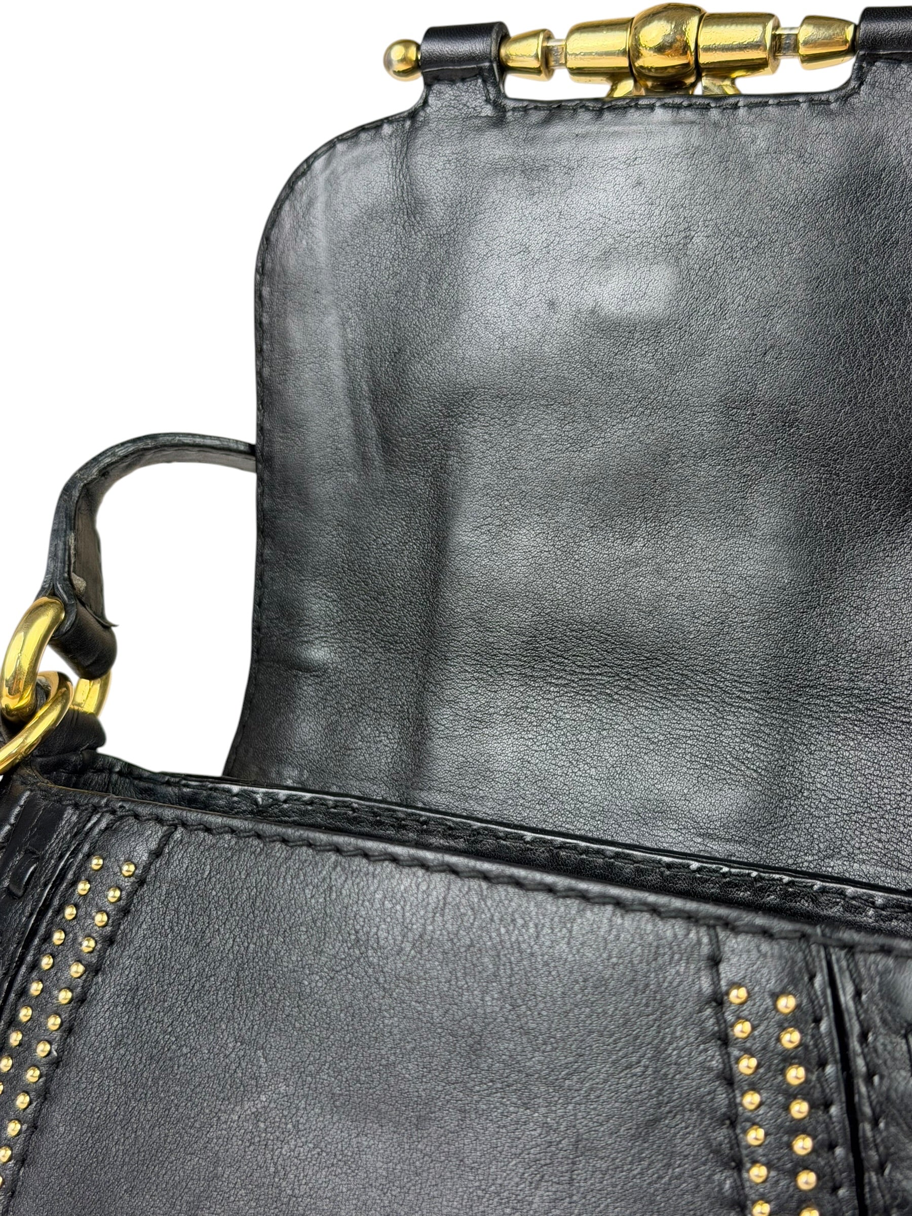 Gucci Black Leather Snaffle Bit Shoulder Bag