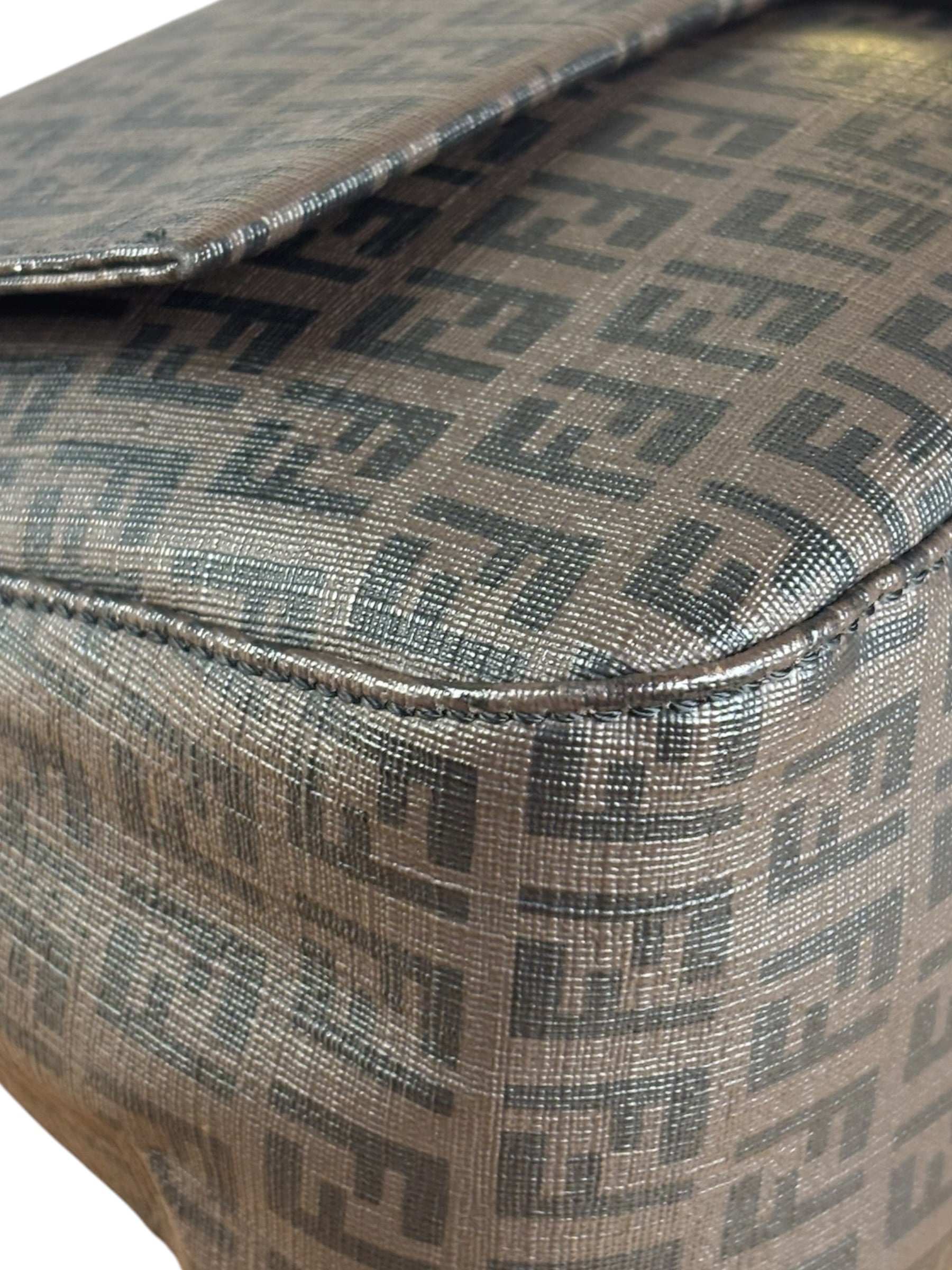 Fendi Brown Leather Zucca Mamma Baguette