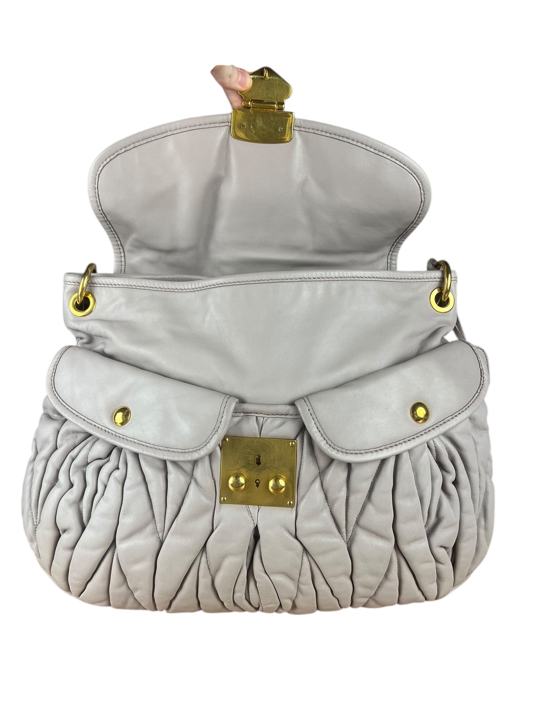 Miu Miu Lilac Nappa Leather Shoulder Bag