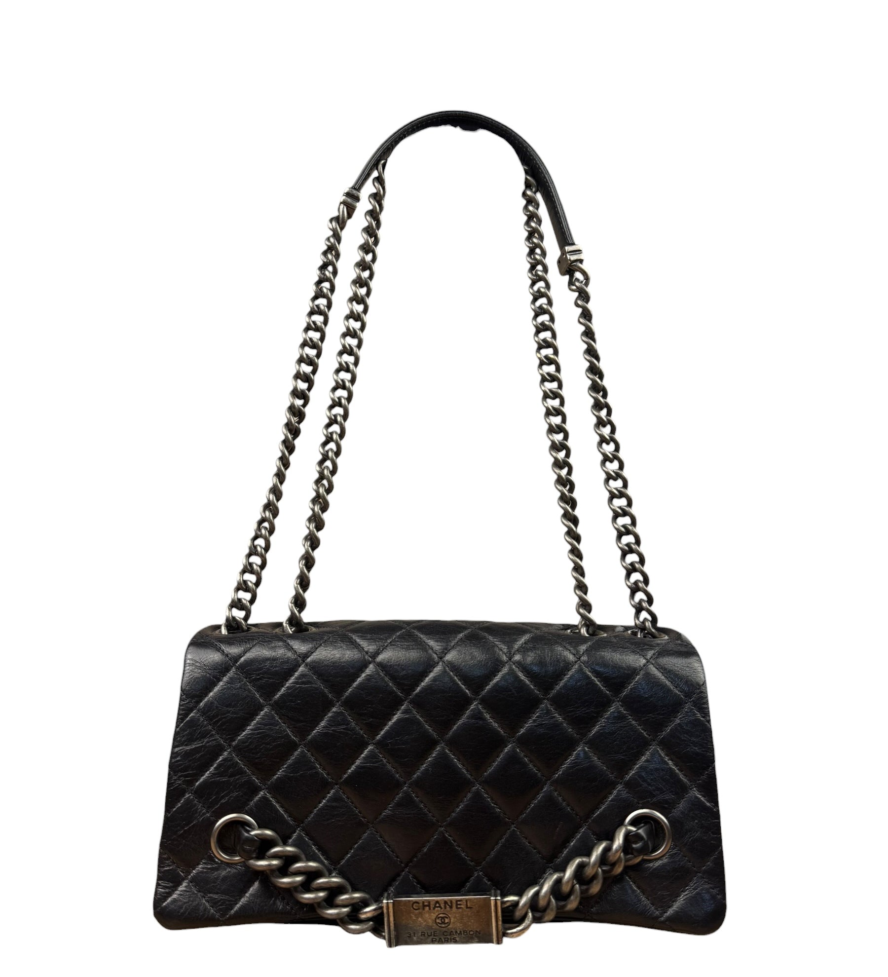 Chanel Black Leather Quilted Leather 31 Rue Cambon Flap Bag 2014