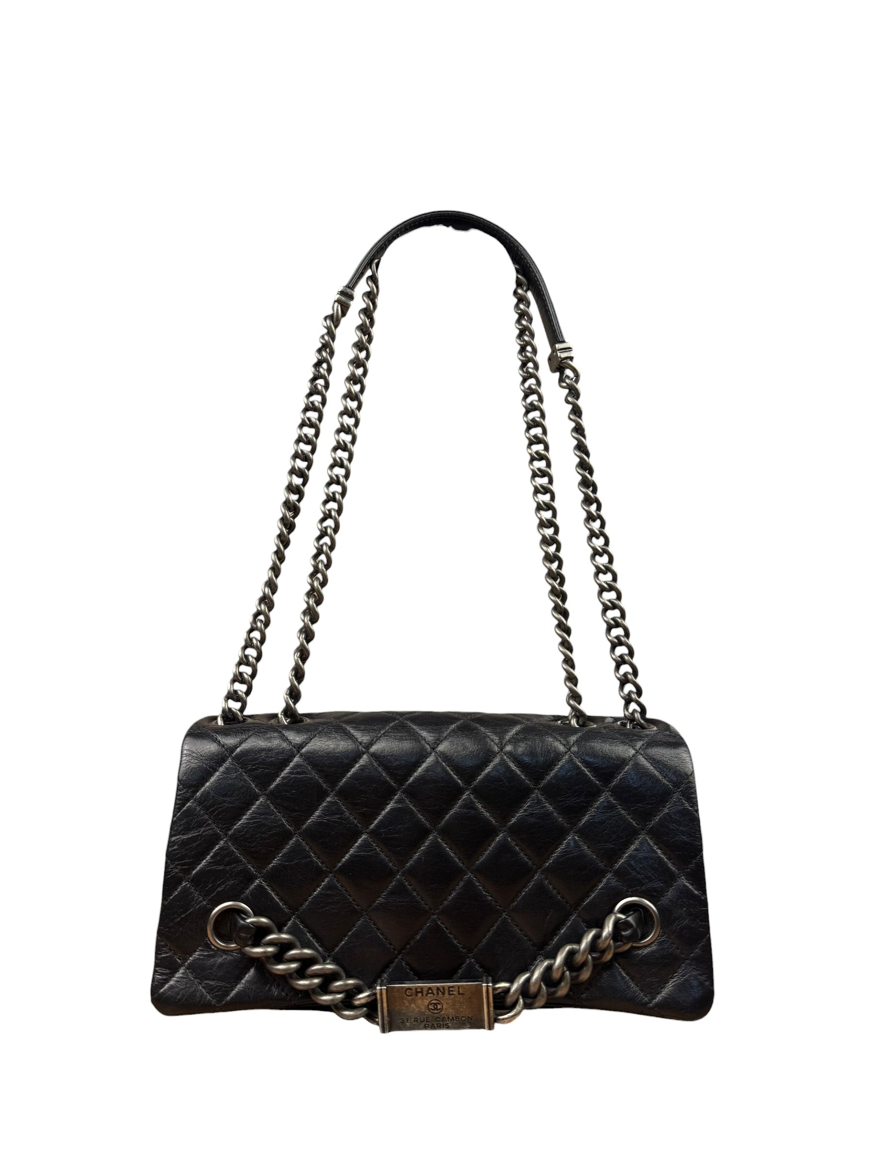 Chanel Black Leather Quilted Leather 31 Rue Cambon Flap Bag 2014