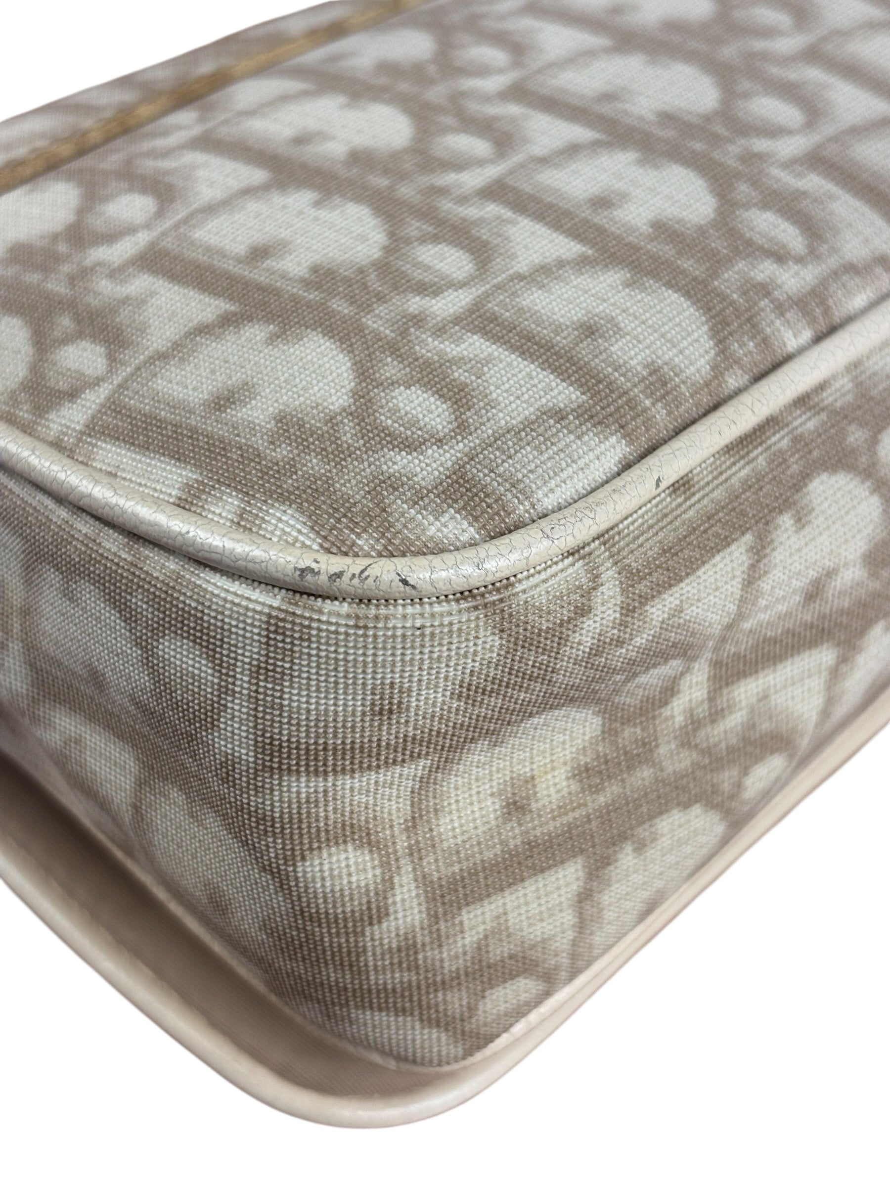 Christian Dior Beige Embroidered Trotter Flap Crossbody Bag