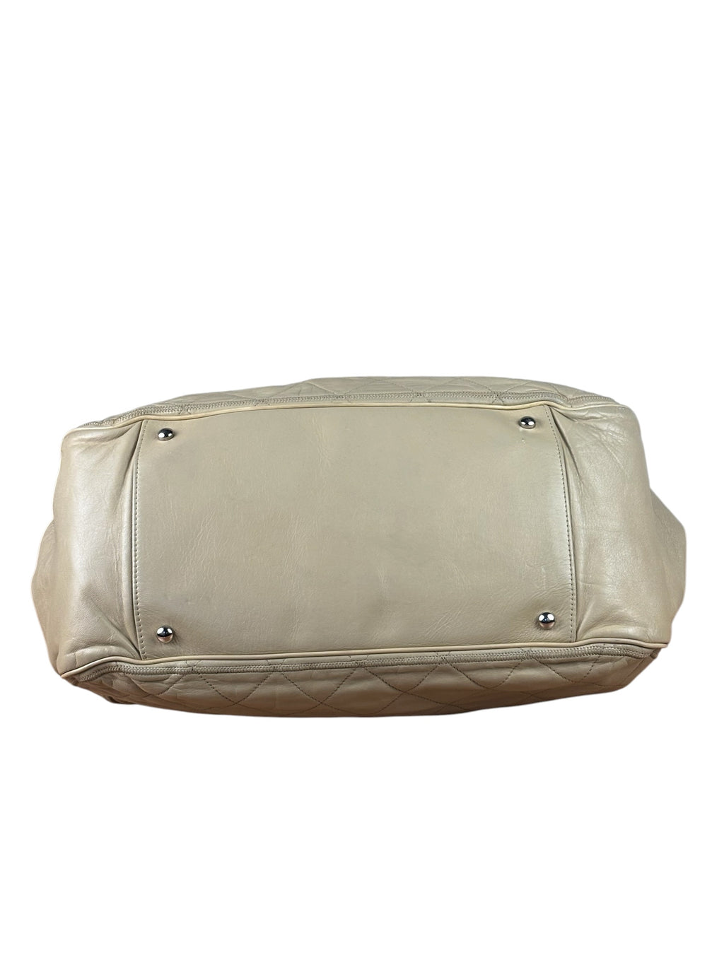 Chanel Beige Quilted Leather East West Accordion Flap Bag 2008