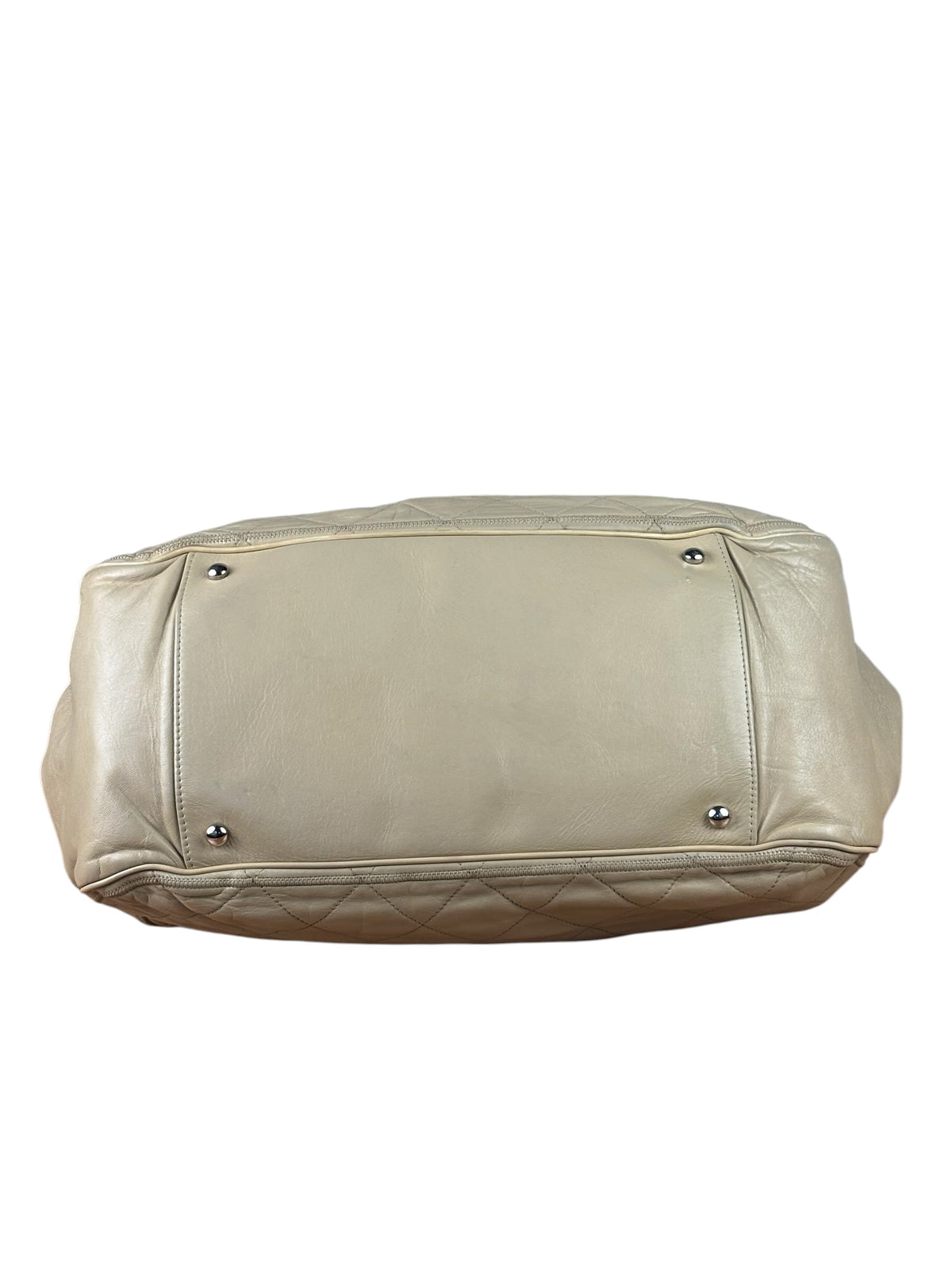 Chanel Beige Quilted Leather East West Accordion Flap Bag 2008