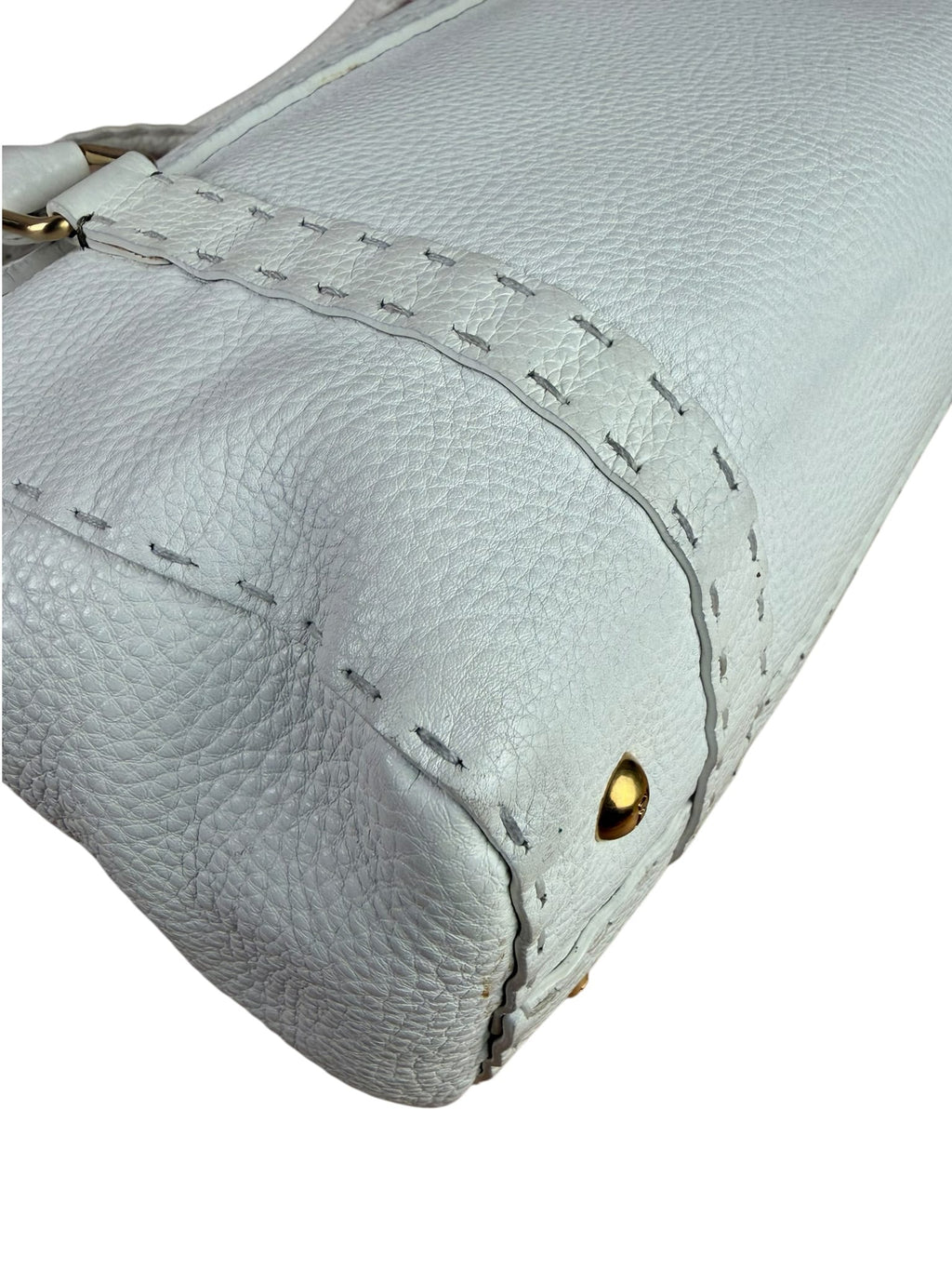 Fendi White Leather Selleria Linda Shoulder Bag