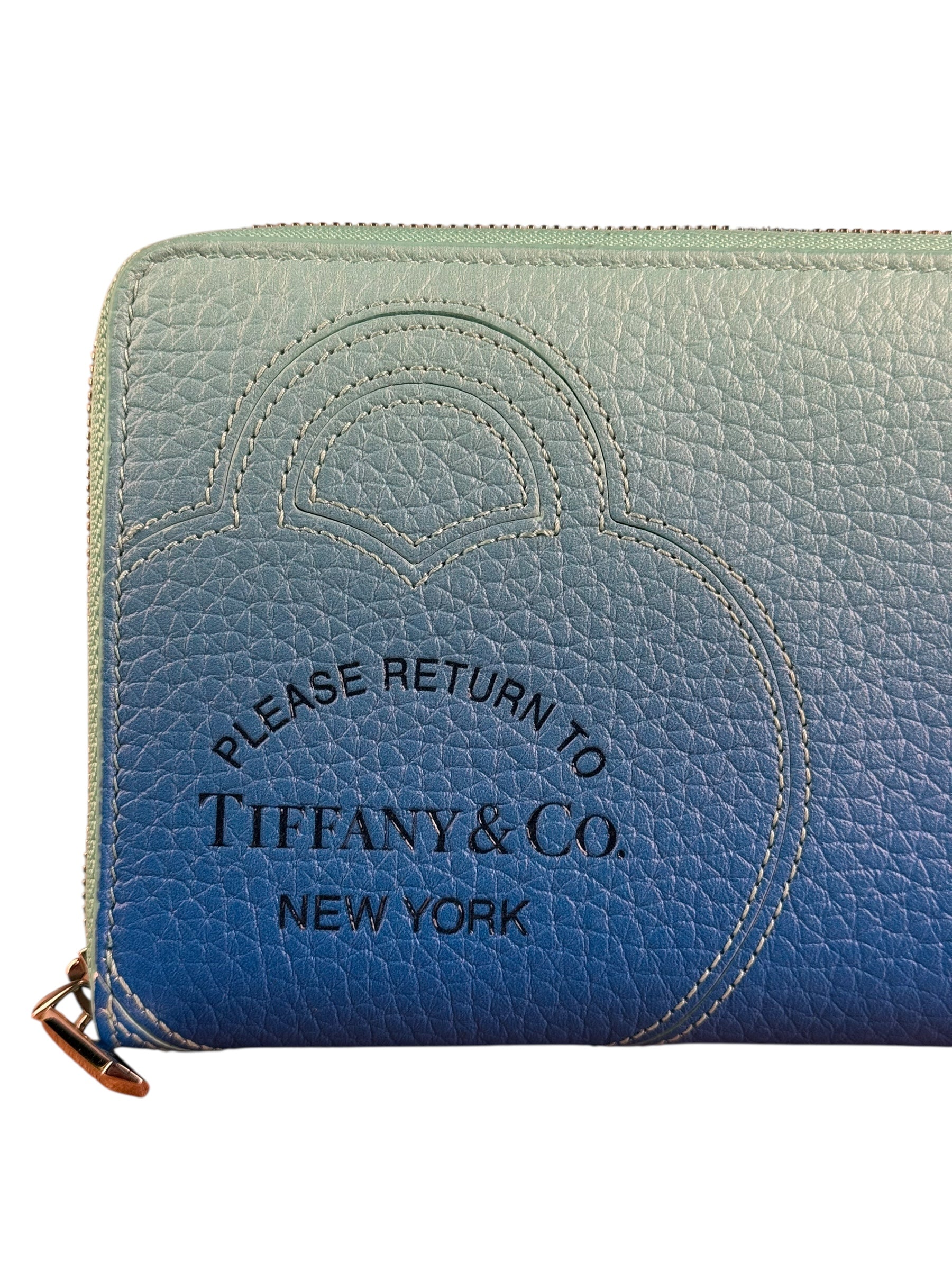 Tiffany & Co Blue Gradient Leather Long Zippy Wallet