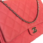 Chanel Coral Pink Matte Quilted Caviar Flap Shoulder Bag 2012