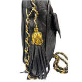 Chanel Vintage Black Quilted Leather CC Camera Bag 1989