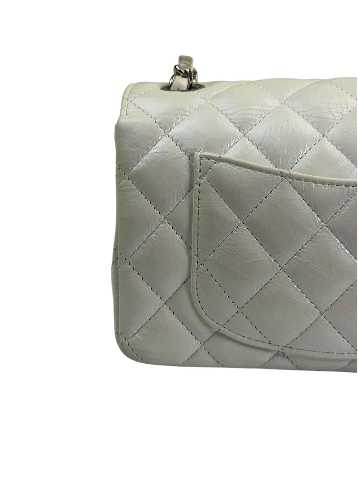 Chanel Metallic White Quilted Calfskin Small Flap Bag 2021