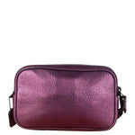 Coach Purple Metallic Studded Leather Zip Pouch