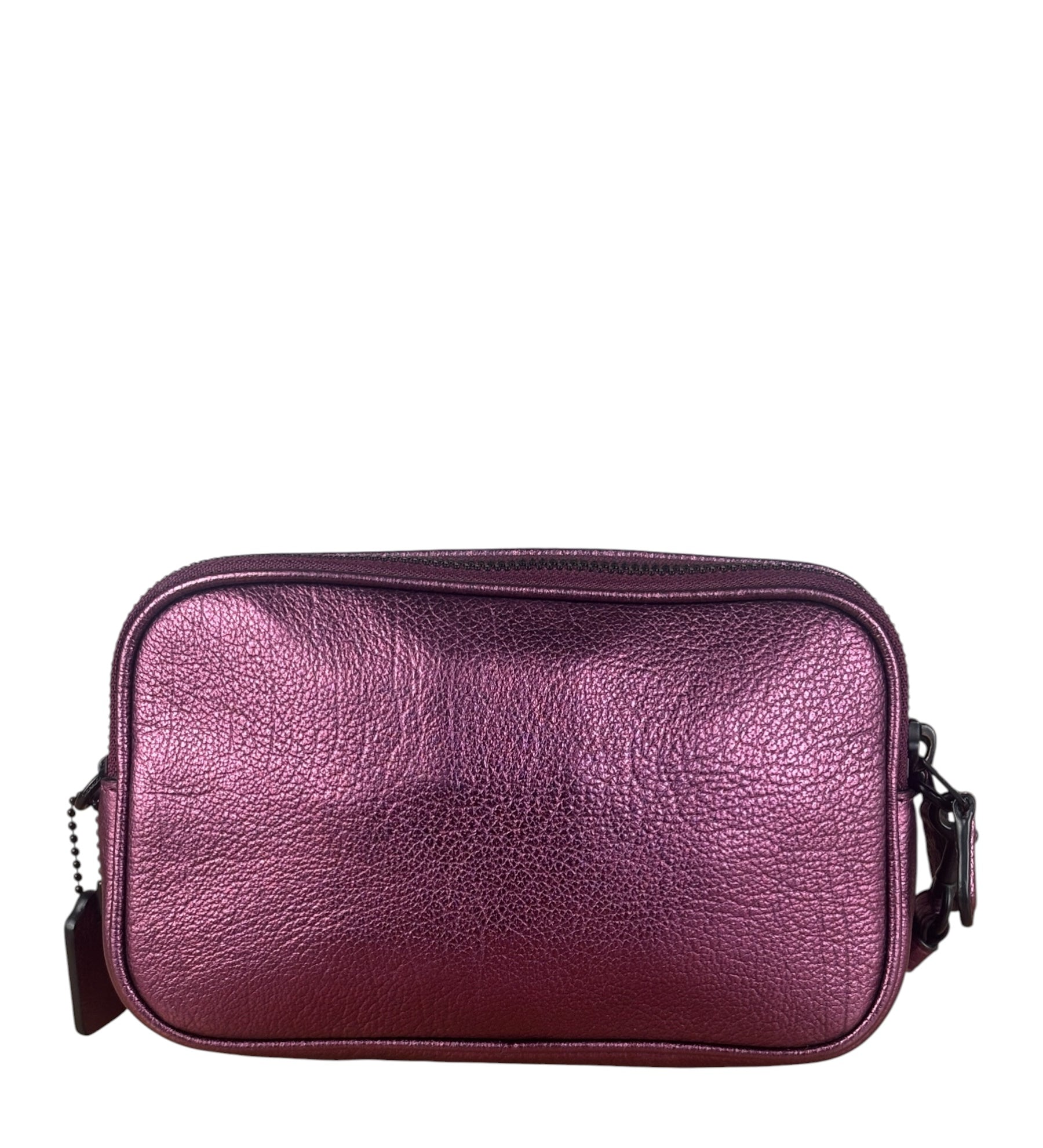 Coach Purple Metallic Studded Leather Zip Pouch
