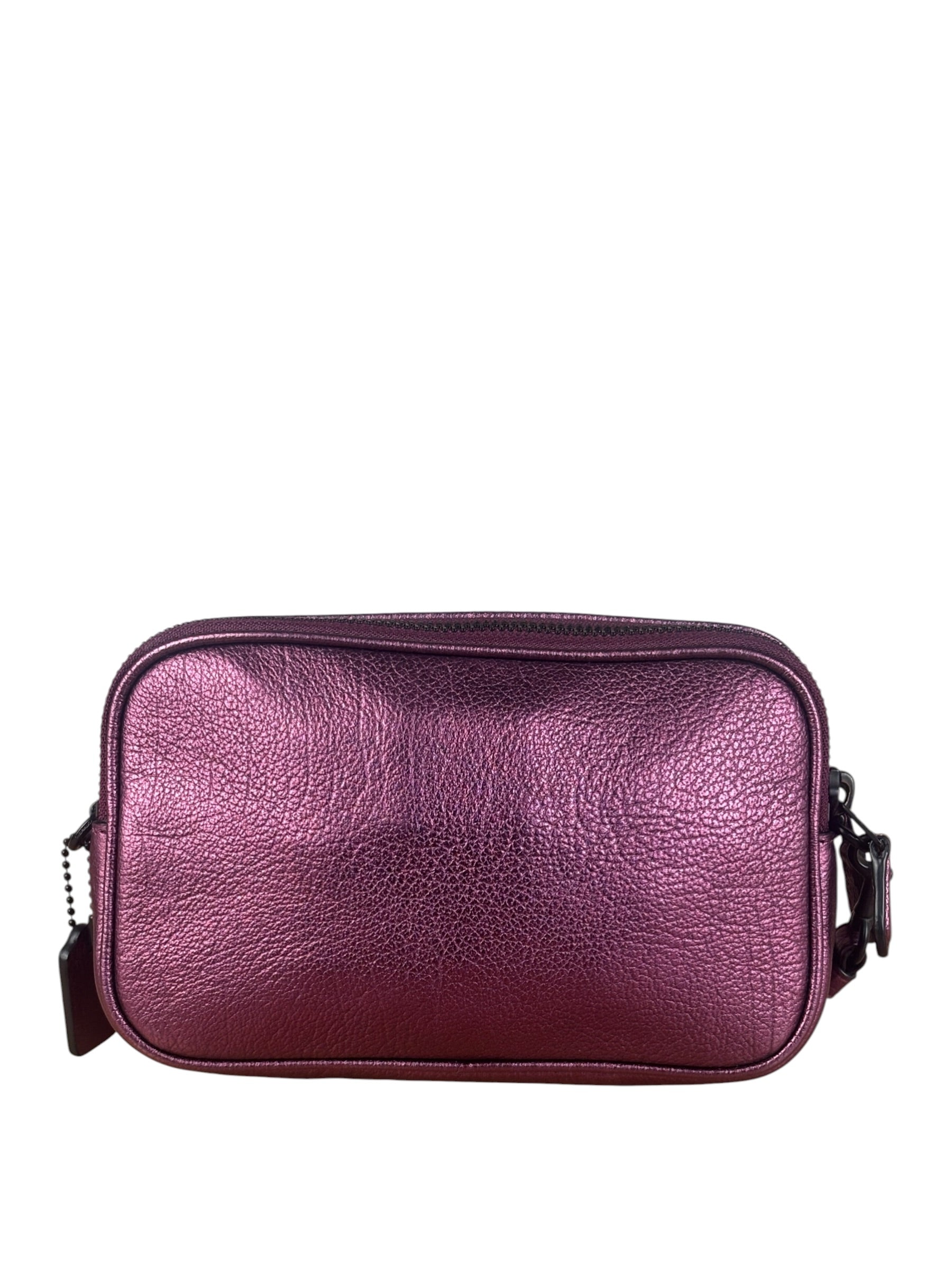 Coach Purple Metallic Studded Leather Zip Pouch
