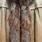 Vintage Brown Leather Fur Lined Long Coat
