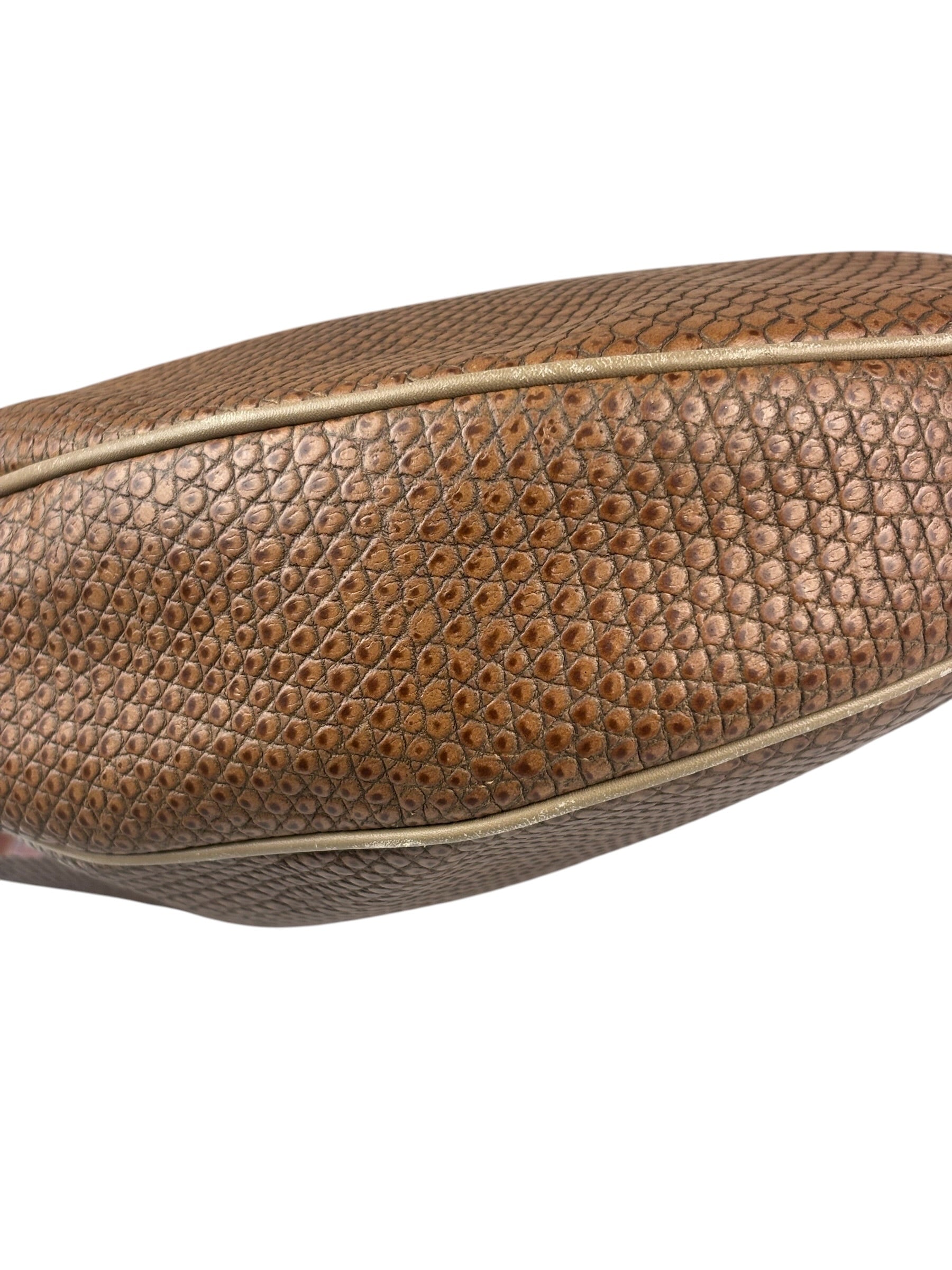 Salvatore Ferragamo Brown Lizard-Embossed Hobo Bag