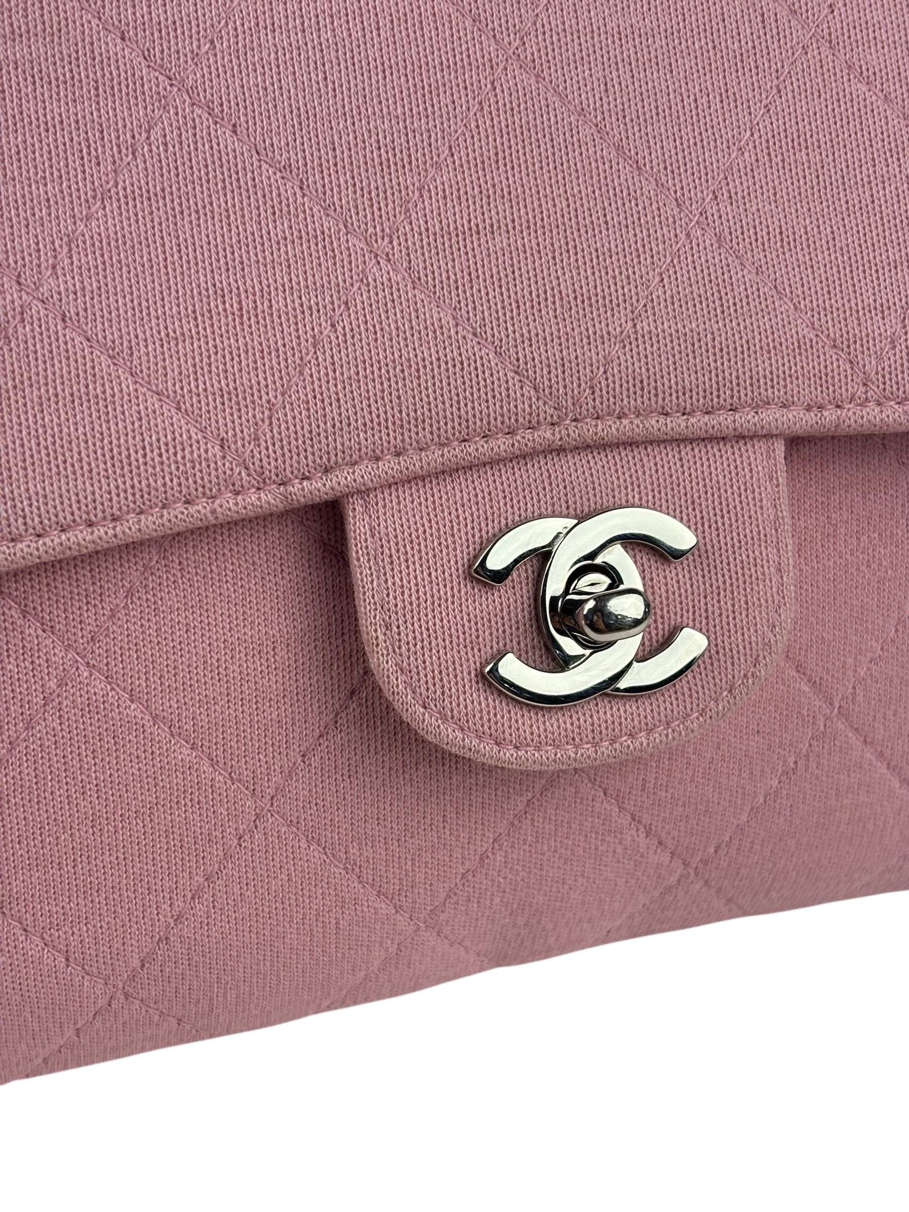 Chanel Pink Quilted Jersey Classic Flap Bag 1997
