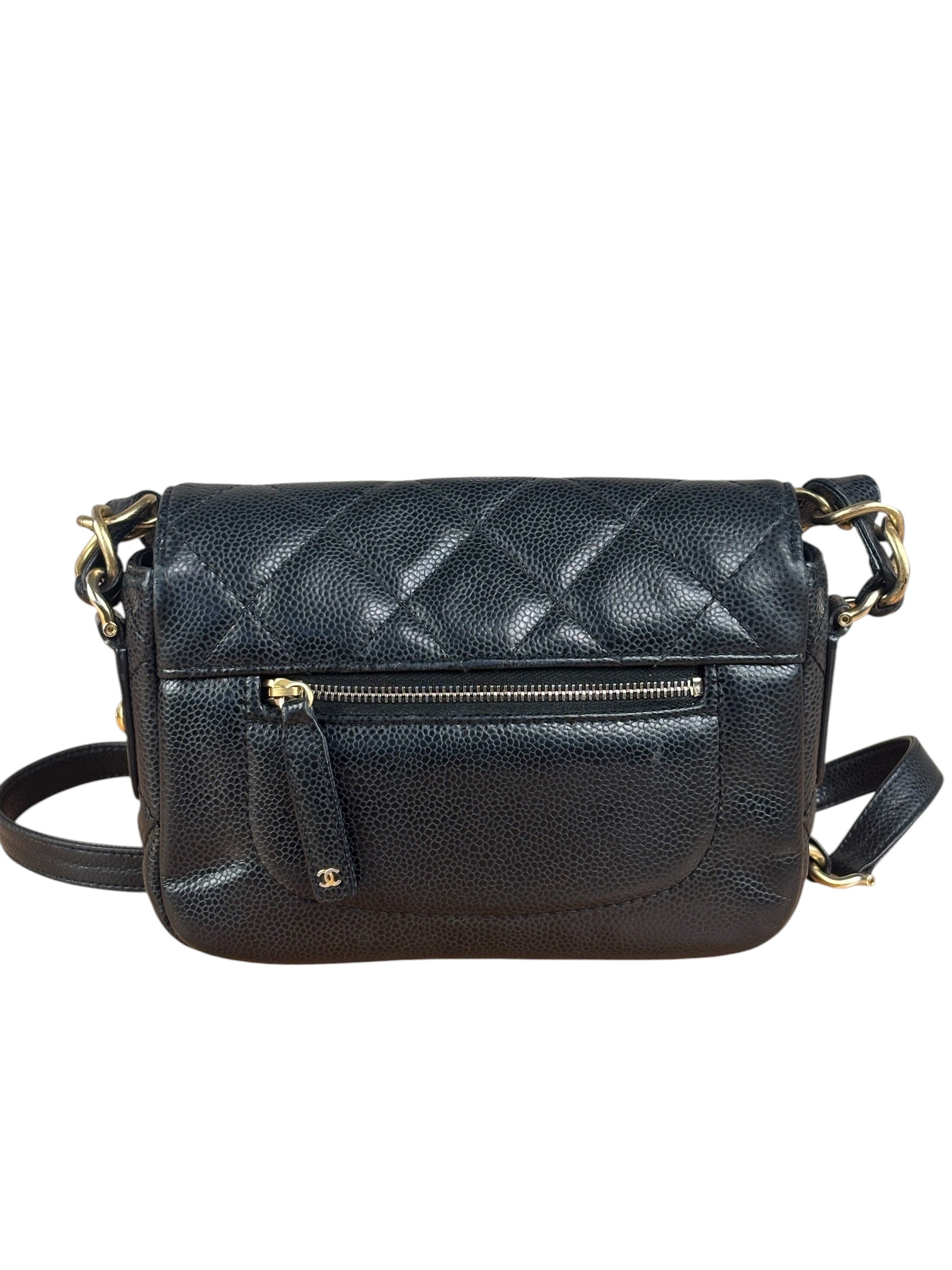 Chanel Black Caviar Quilted Leather Mini Square Flap Bag 2021