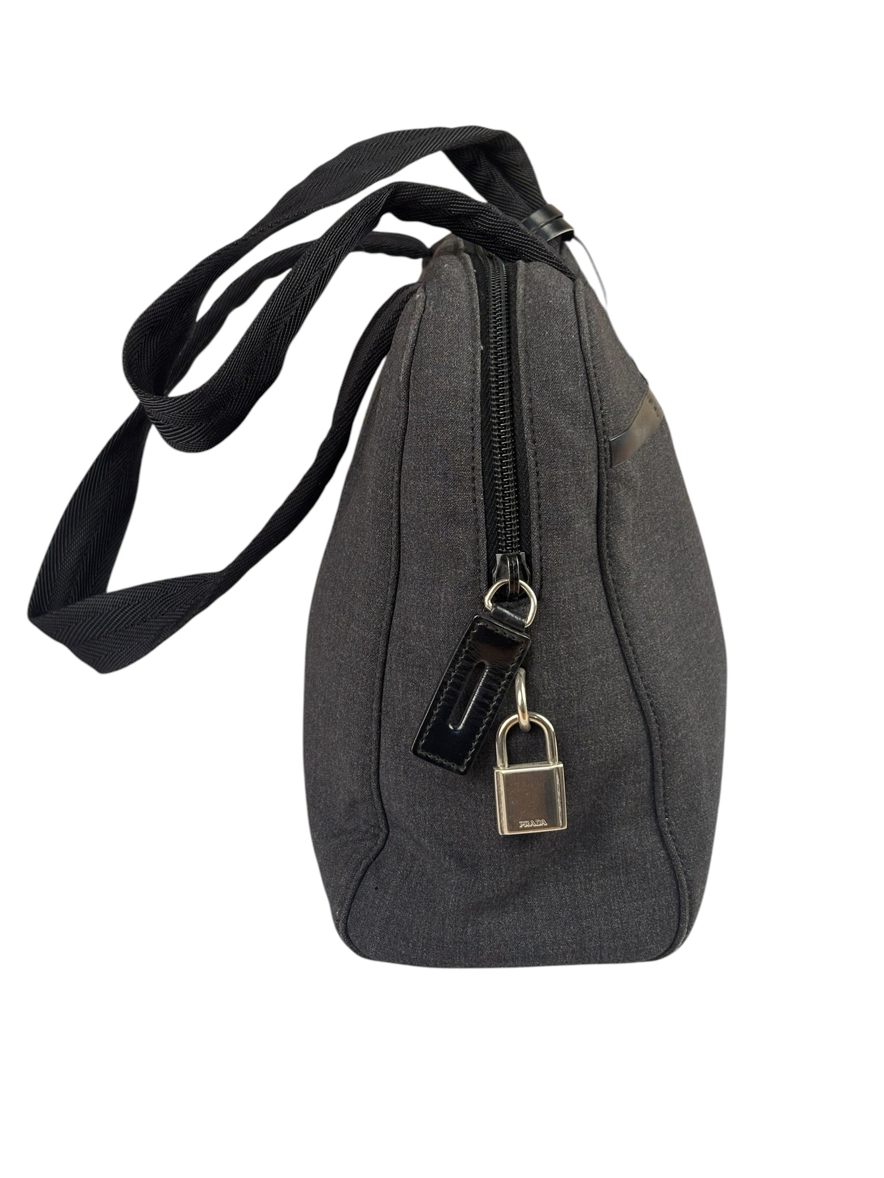 Prada Vintage Dark Grey Canvas Tote Bag