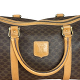Celine Vintage Brown Coated Macadam Boston Handbag
