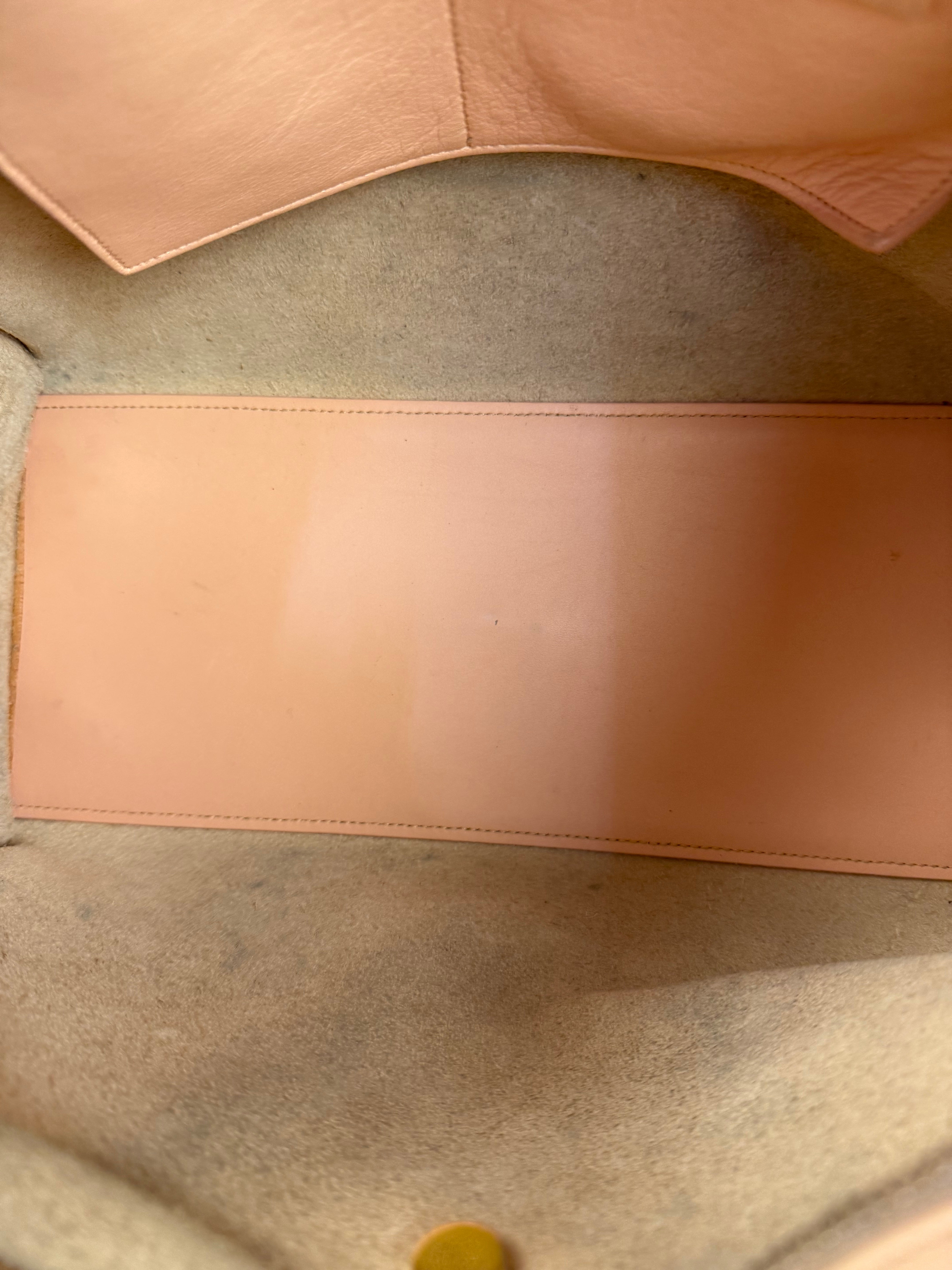 YSL Vintage Classic Y Cabas Peach Leather 2Way Handbag