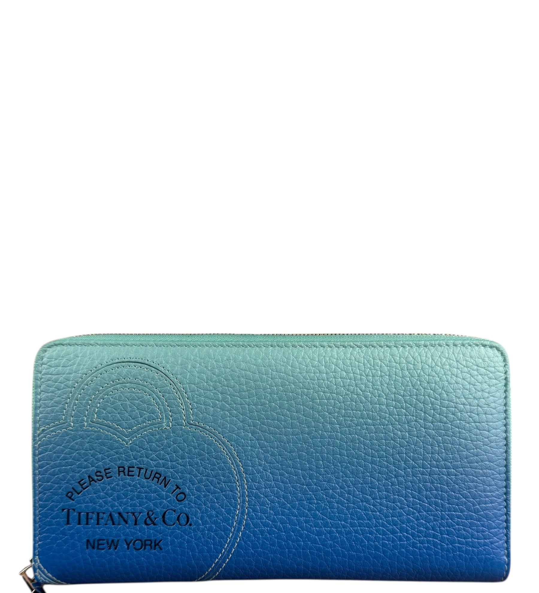 Tiffany & Co Blue Gradient Leather Long Zippy Wallet