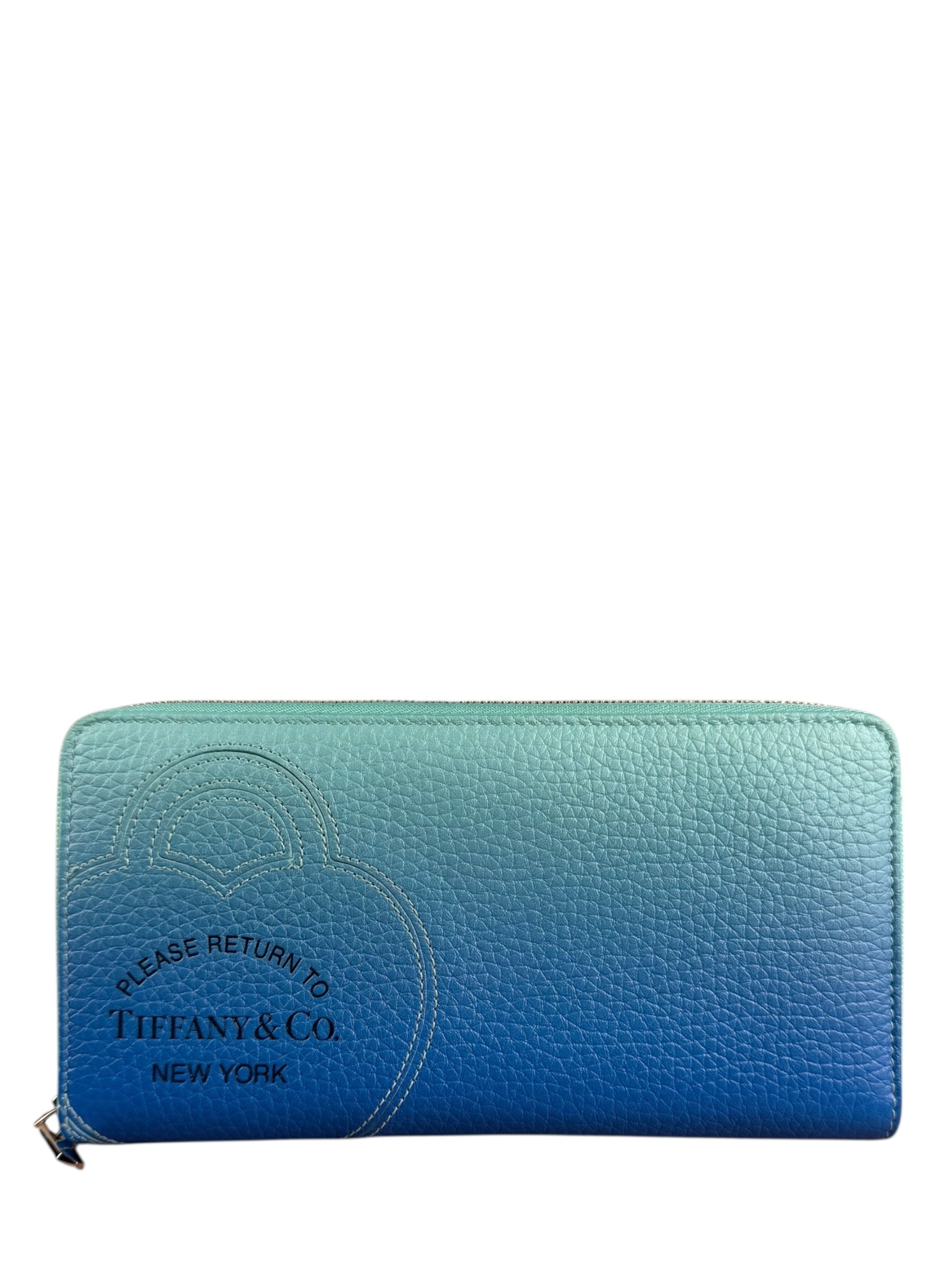 Tiffany & Co Blue Gradient Leather Long Zippy Wallet