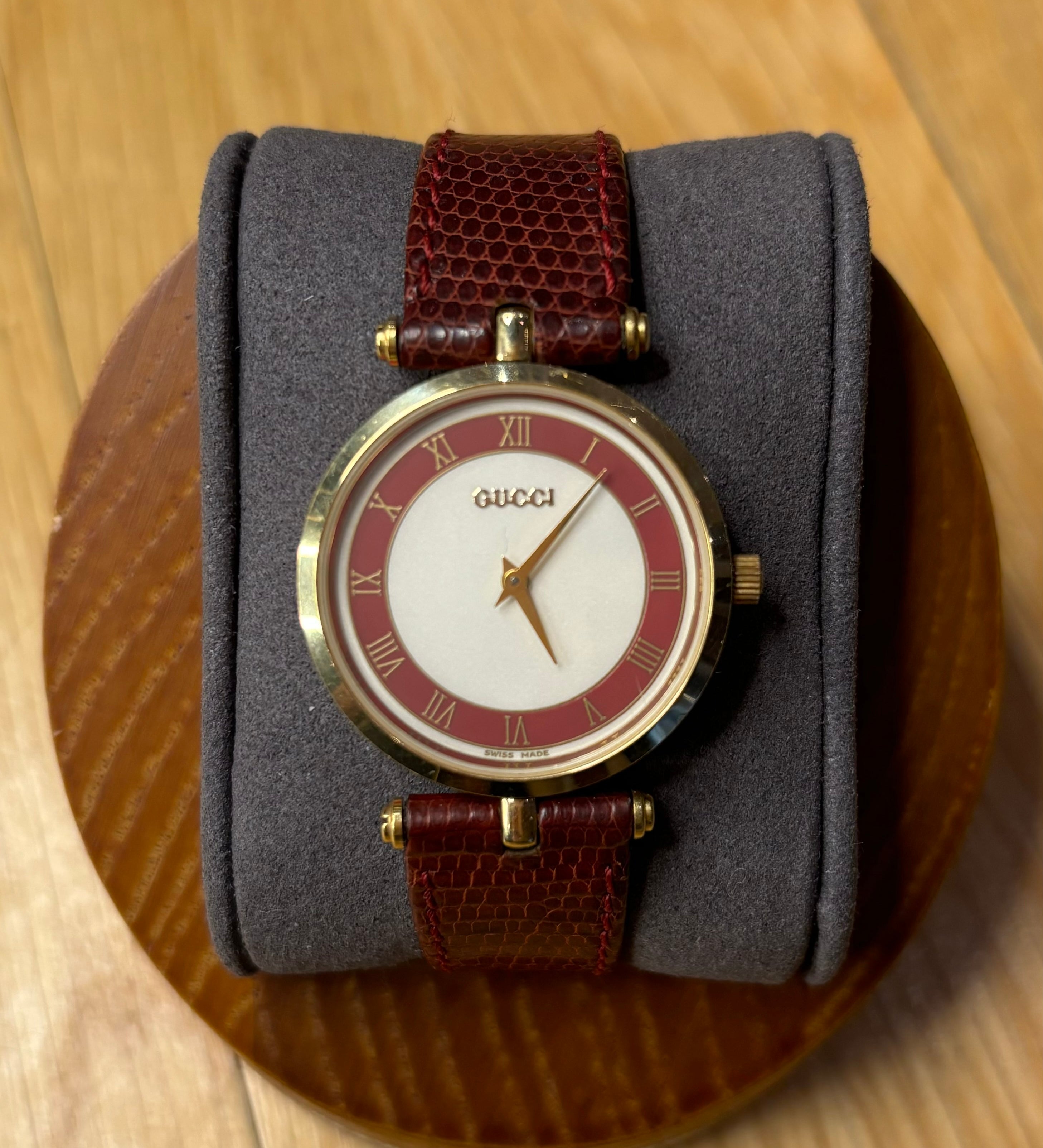 Gucci White & Red Circle Dial Red Strap