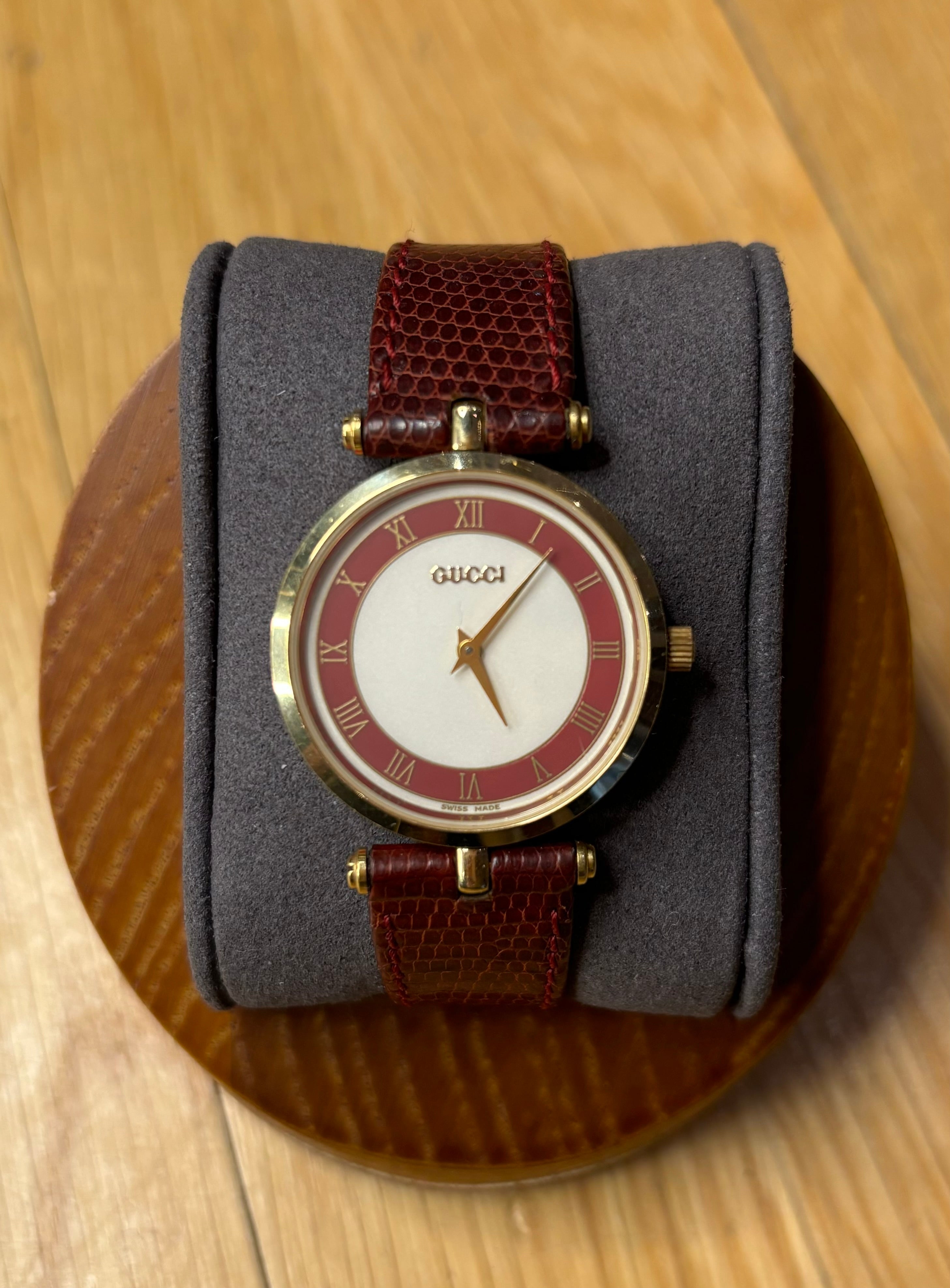 Gucci White & Red Circle Dial Red Strap