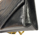 Chanel Black Lizard Leather Envelope Flap Bag 1986