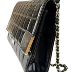 Chanel Black Patent Leather Chocolate Bar Flap Bag 2000