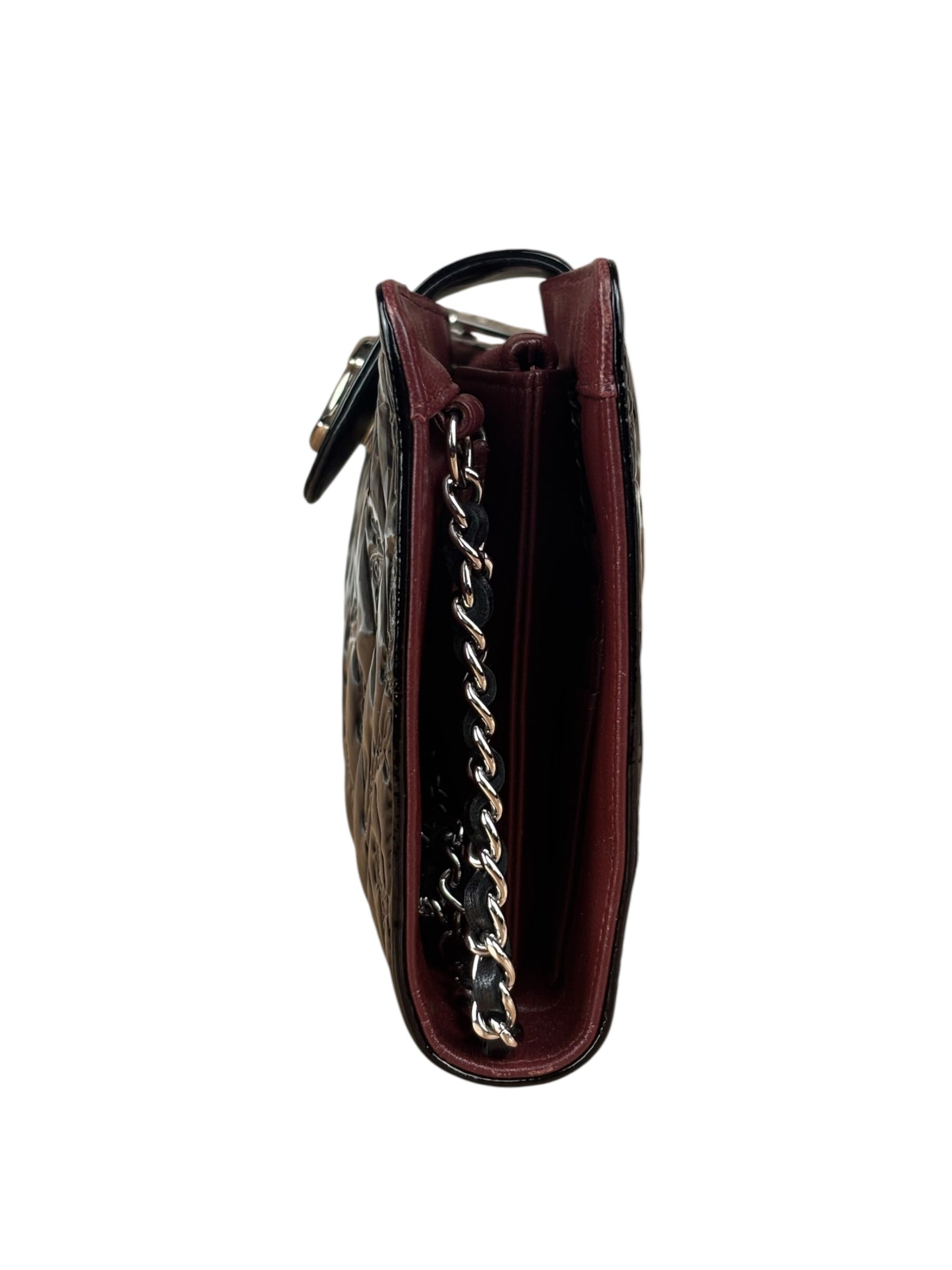 Chanel Black/Burgundy Chain Wallet Shoulder Bag 2010