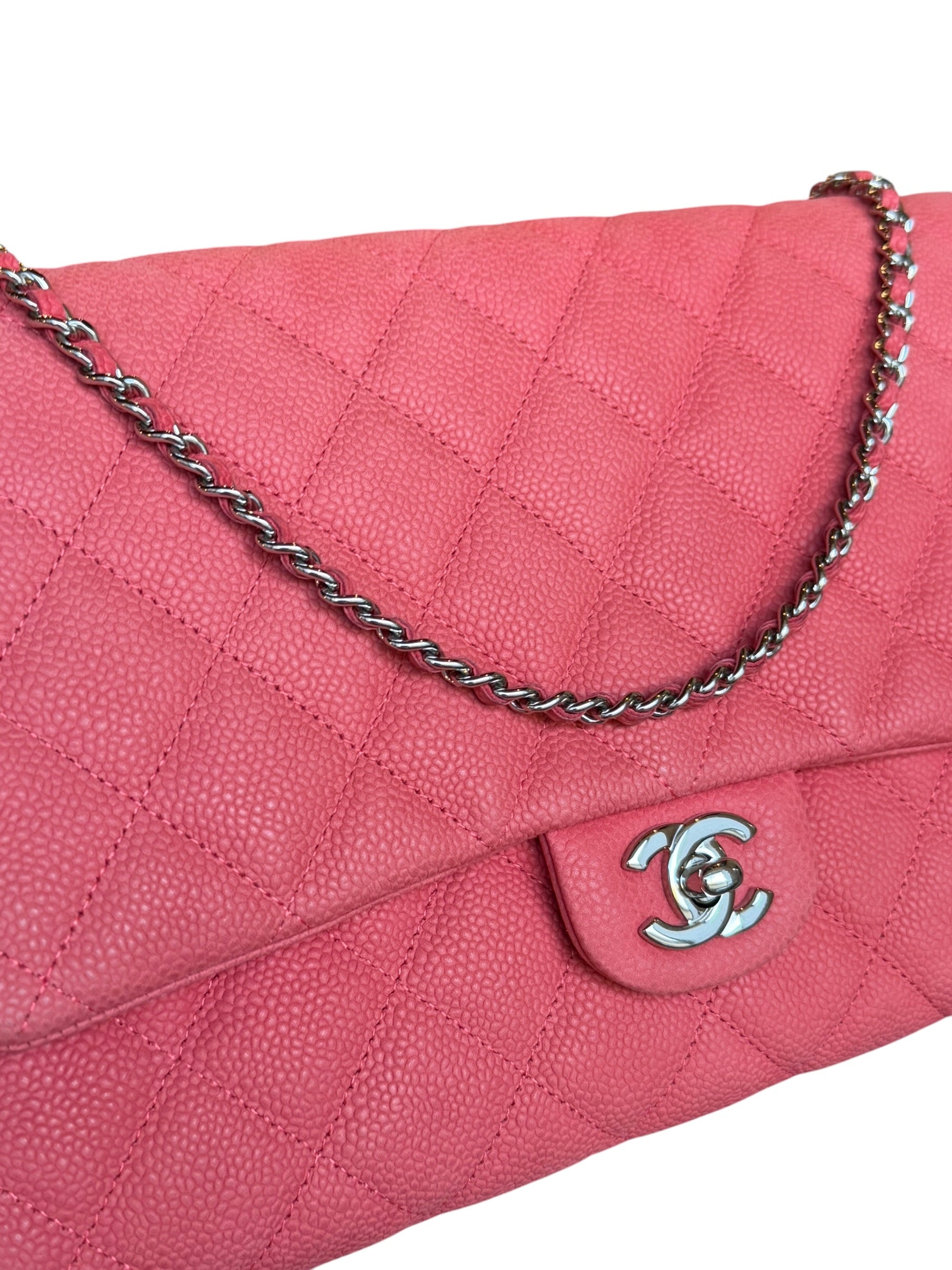Chanel Coral Pink Matte Quilted Caviar Flap Shoulder Bag 2012