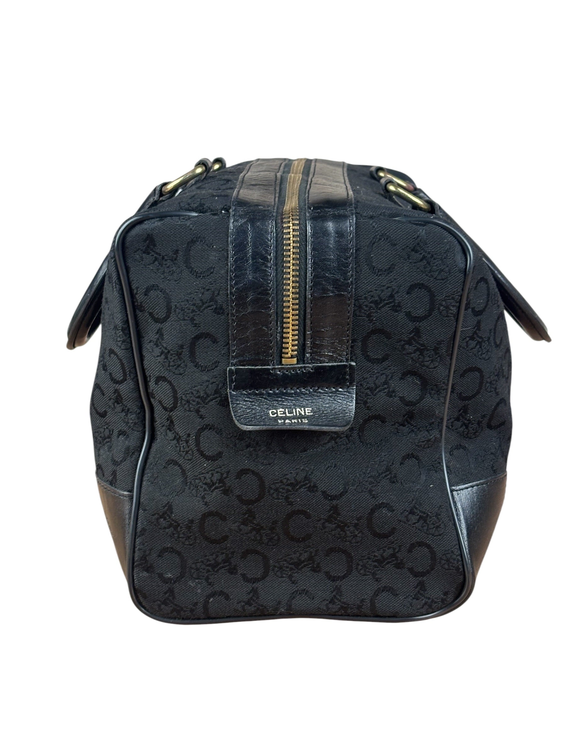 Celine Black Leather Wear Macadam Monogram Mini Boston Bag